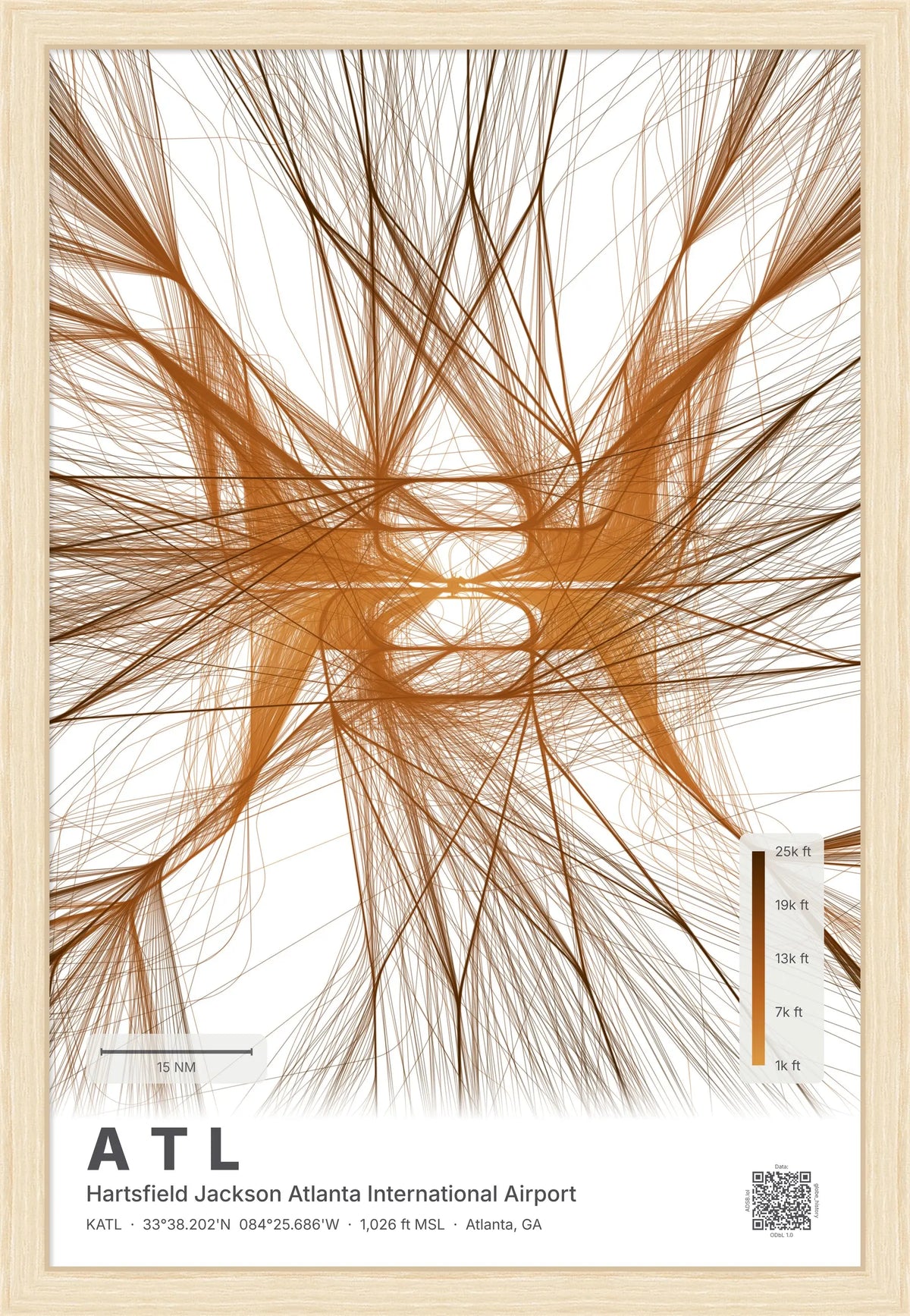 ATL flight path print — Solana theme · Light [material:framed_natural]