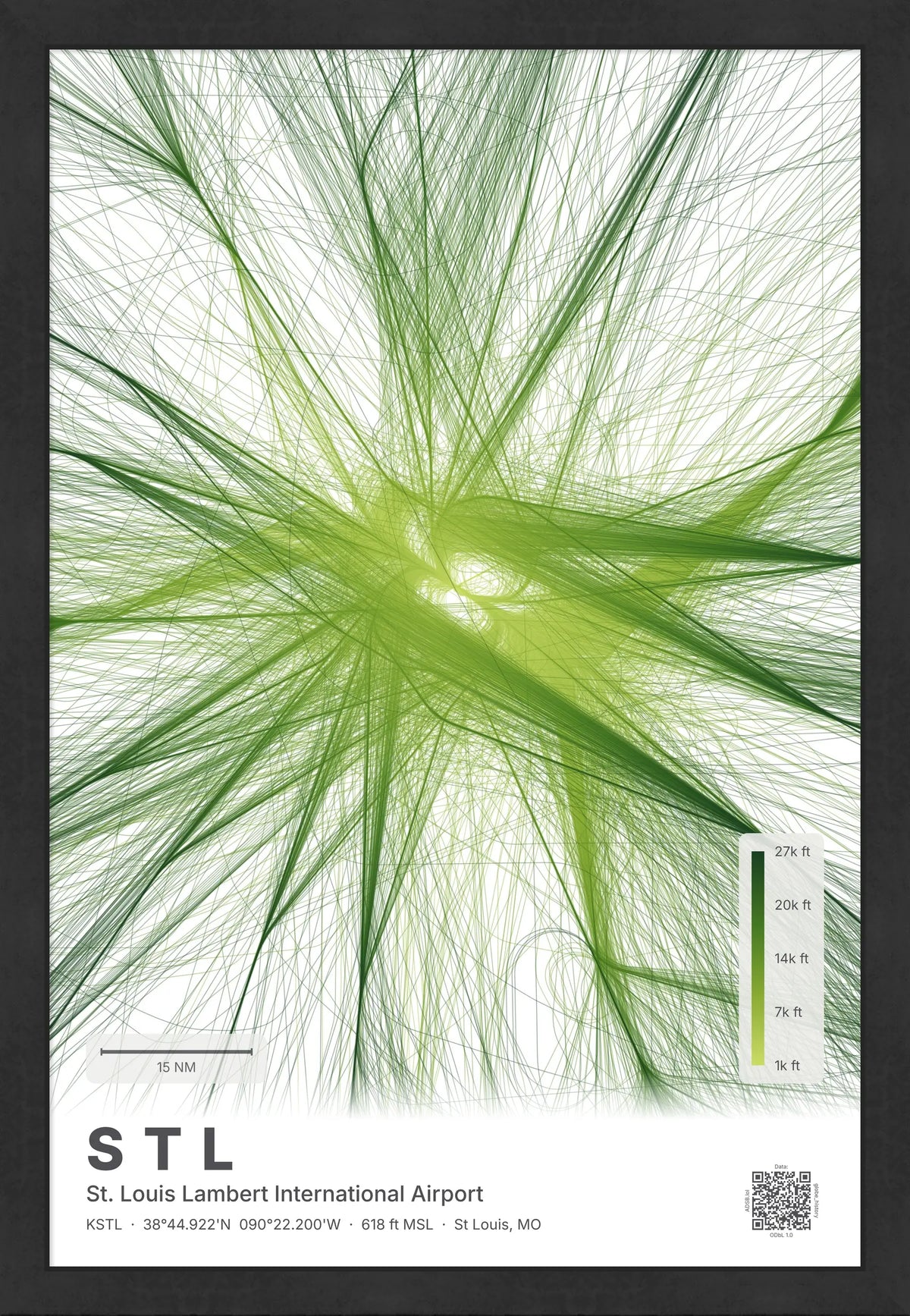 STL flight path print — Citrus theme · Light [material:framed_black]