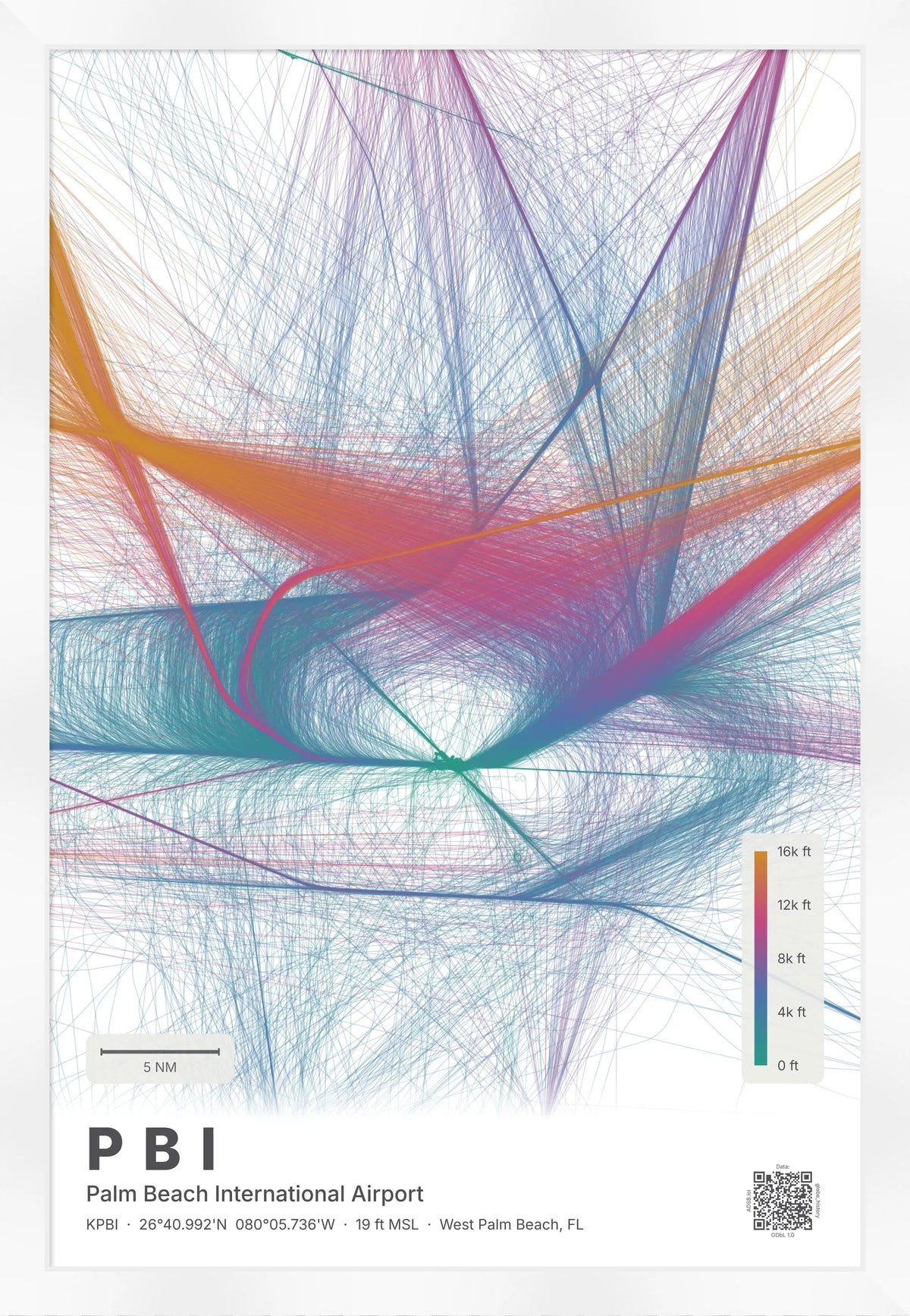PBI flight path print — Aurora theme · Light [material:framed_white]