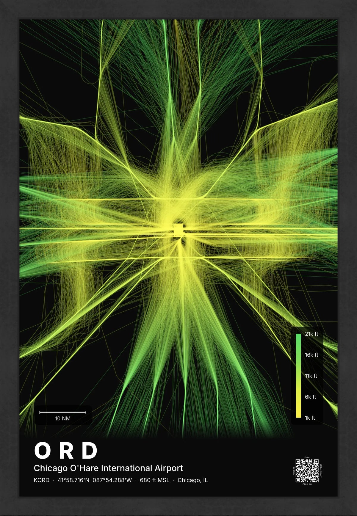 ORD flight path map — Citrus theme · Dark [material:framed_black]
