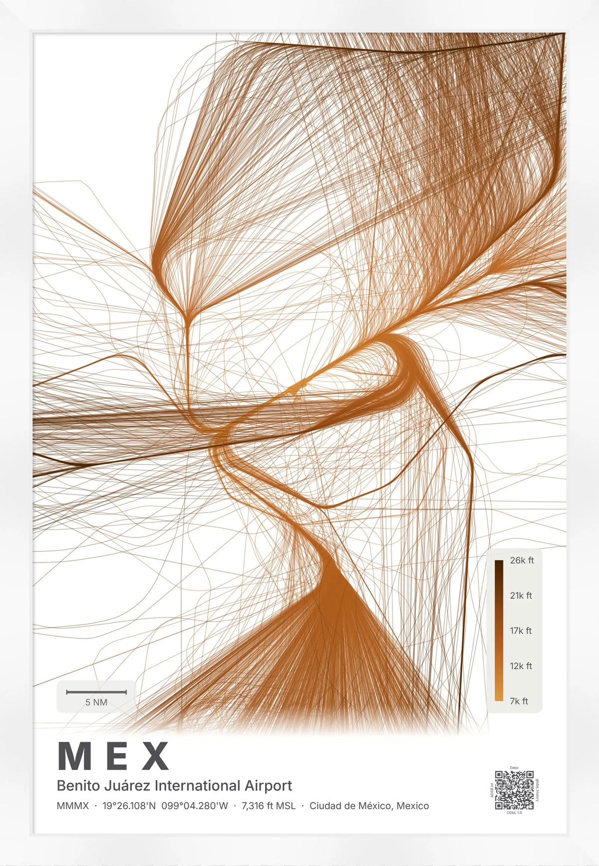 MEX flight path map — Solana theme · Light [material:framed_white]