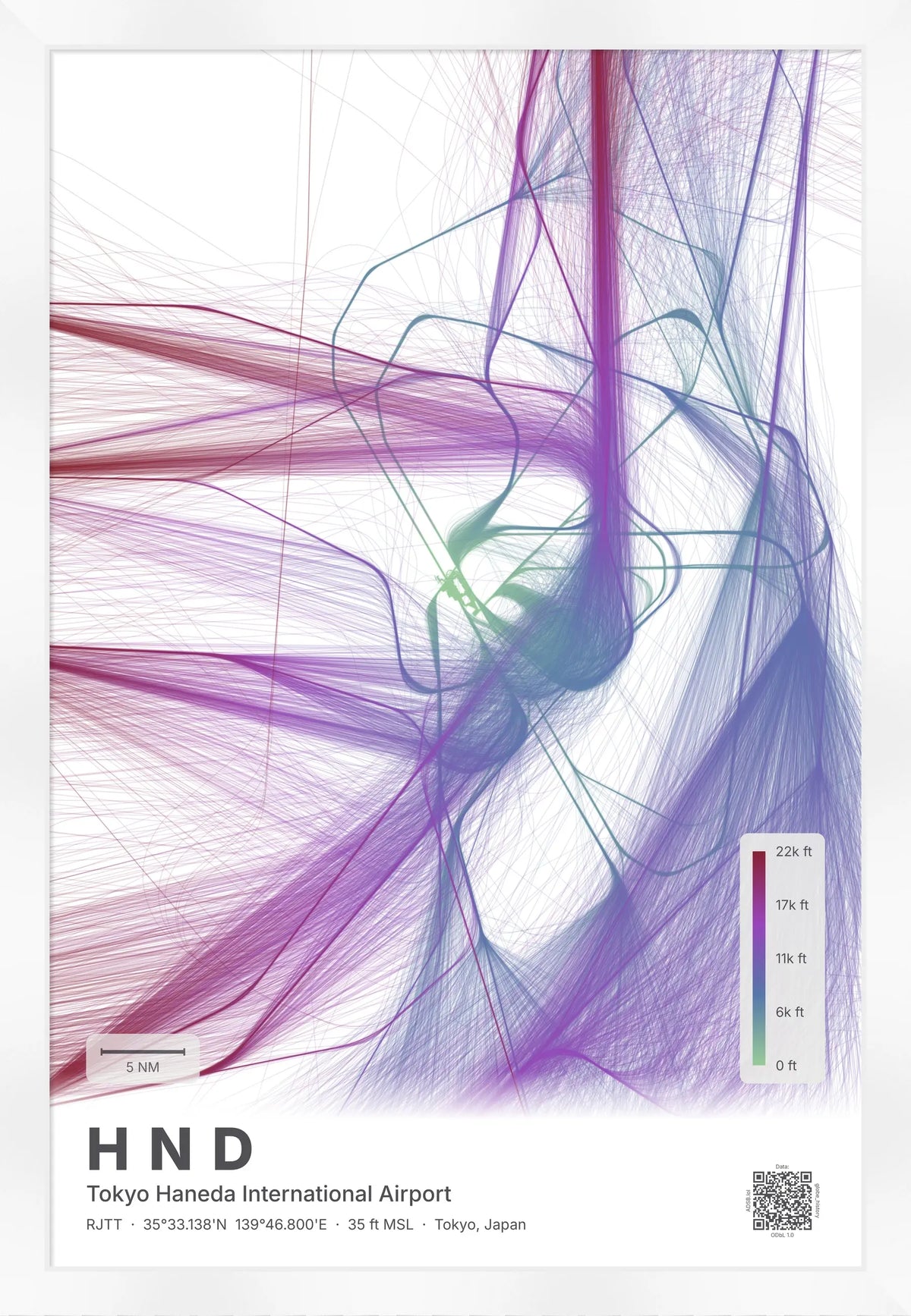 HND flight path map — Prism theme · Light [material:framed_white]