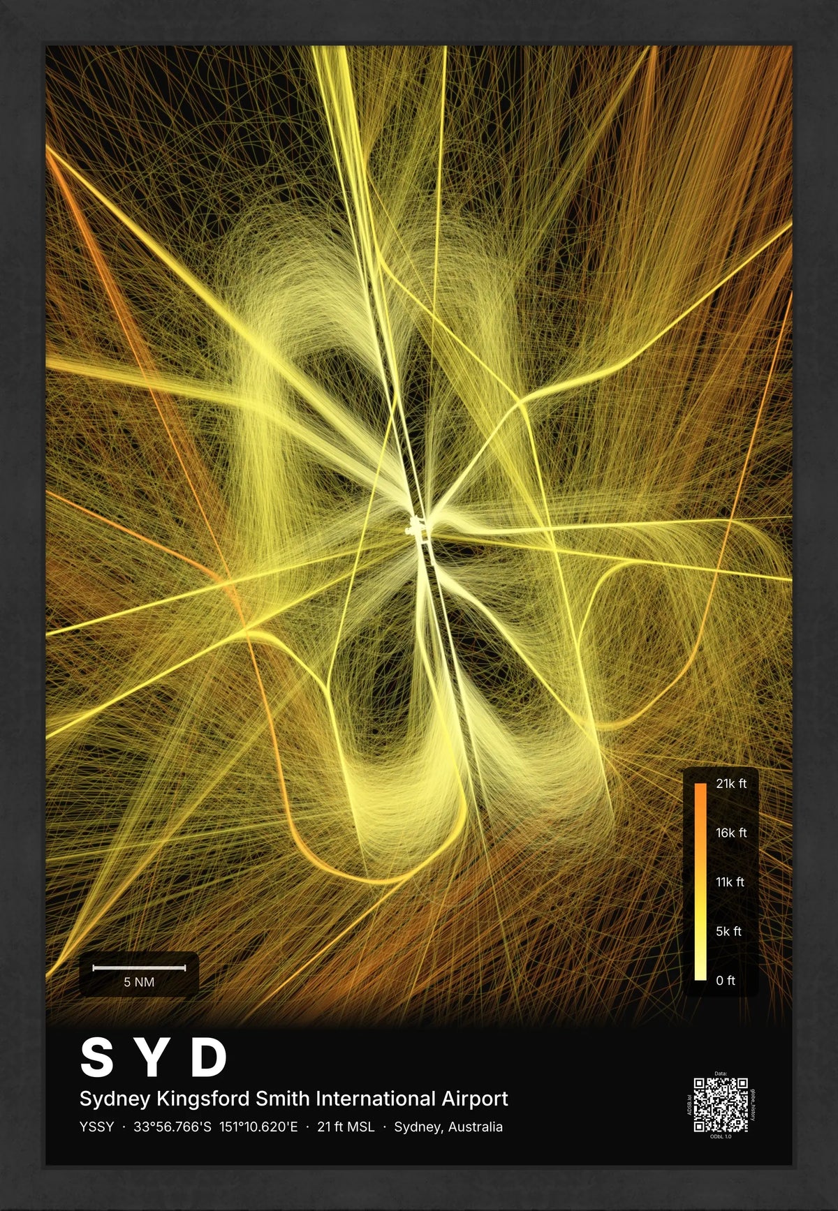 SYD flight path map — Solana theme · Dark [material:framed_black]