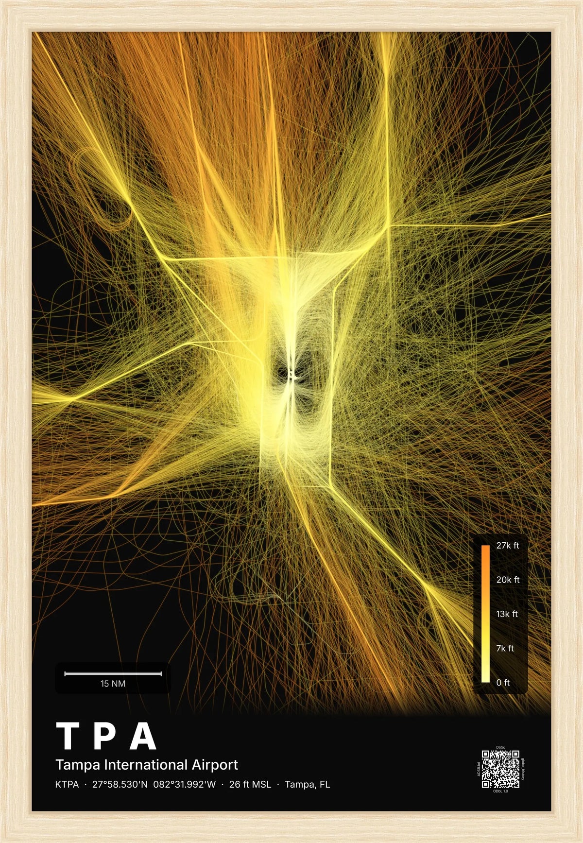 TPA flight path print — Solana theme · Dark [material:framed_natural]