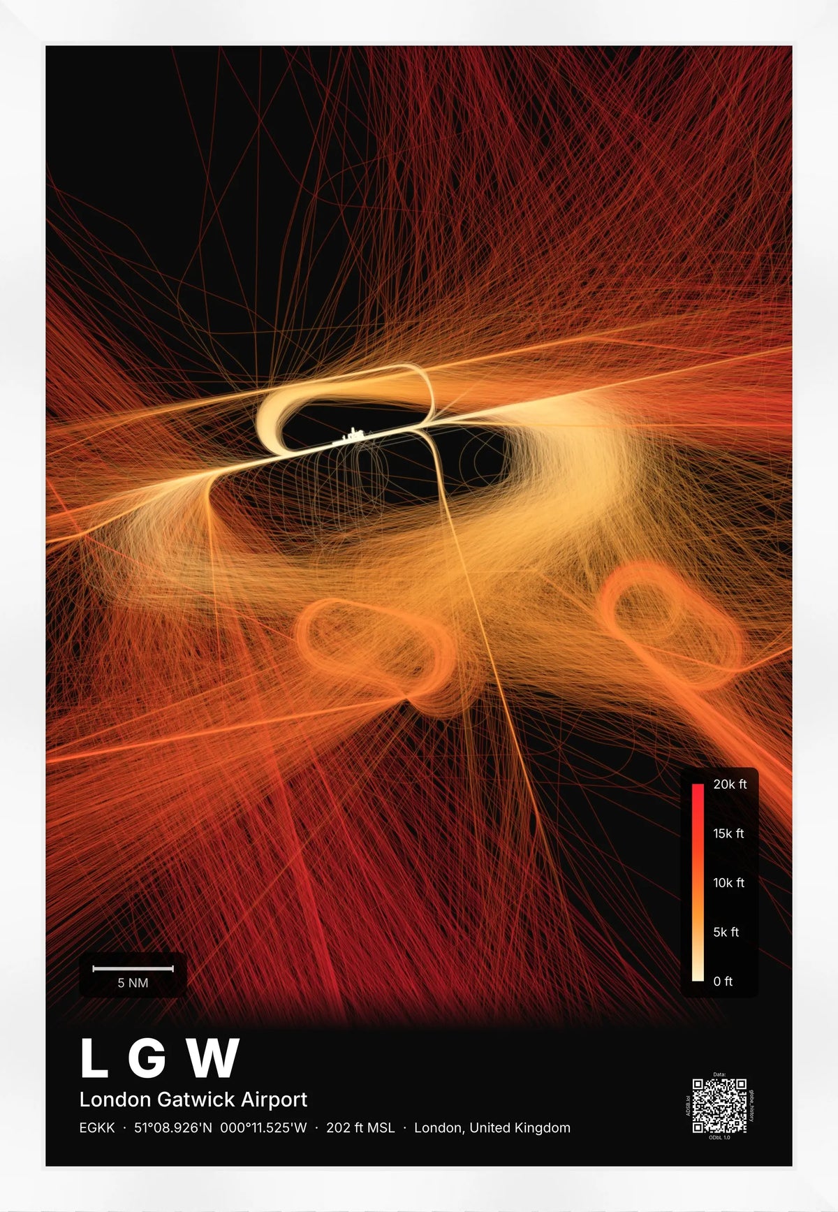 LGW flight path map — Inferno theme · Dark [material:framed_white]