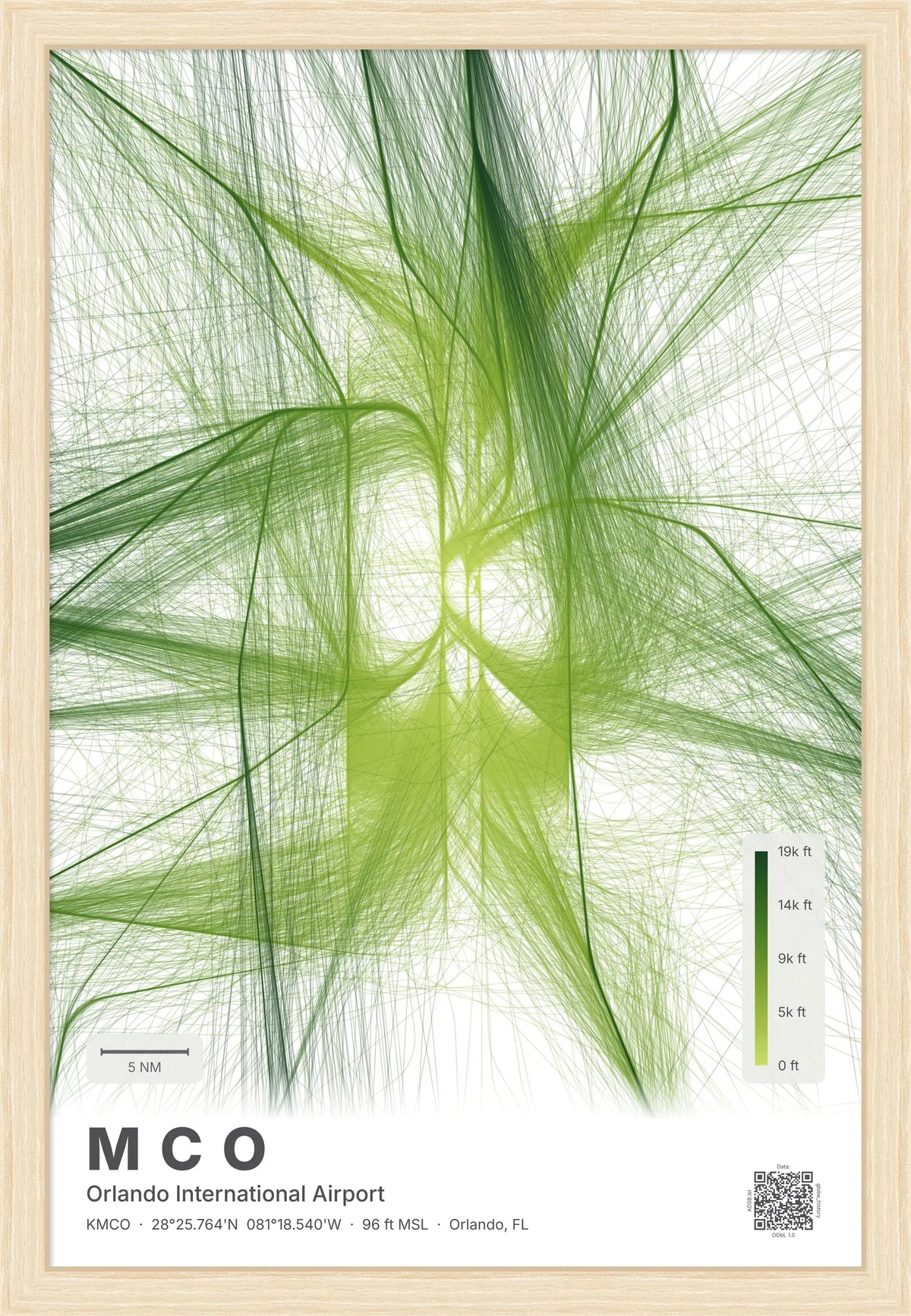 MCO flight path map — Citrus theme · Light [material:framed_natural]