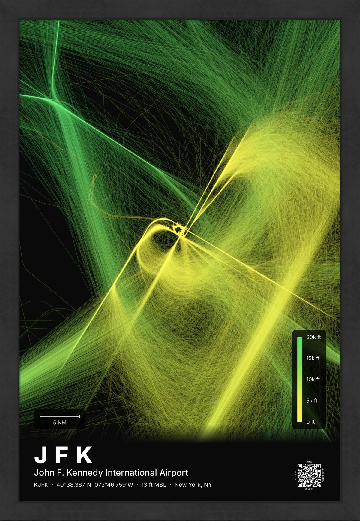 JFK flight path map — Citrus theme · Dark [material:framed_black]