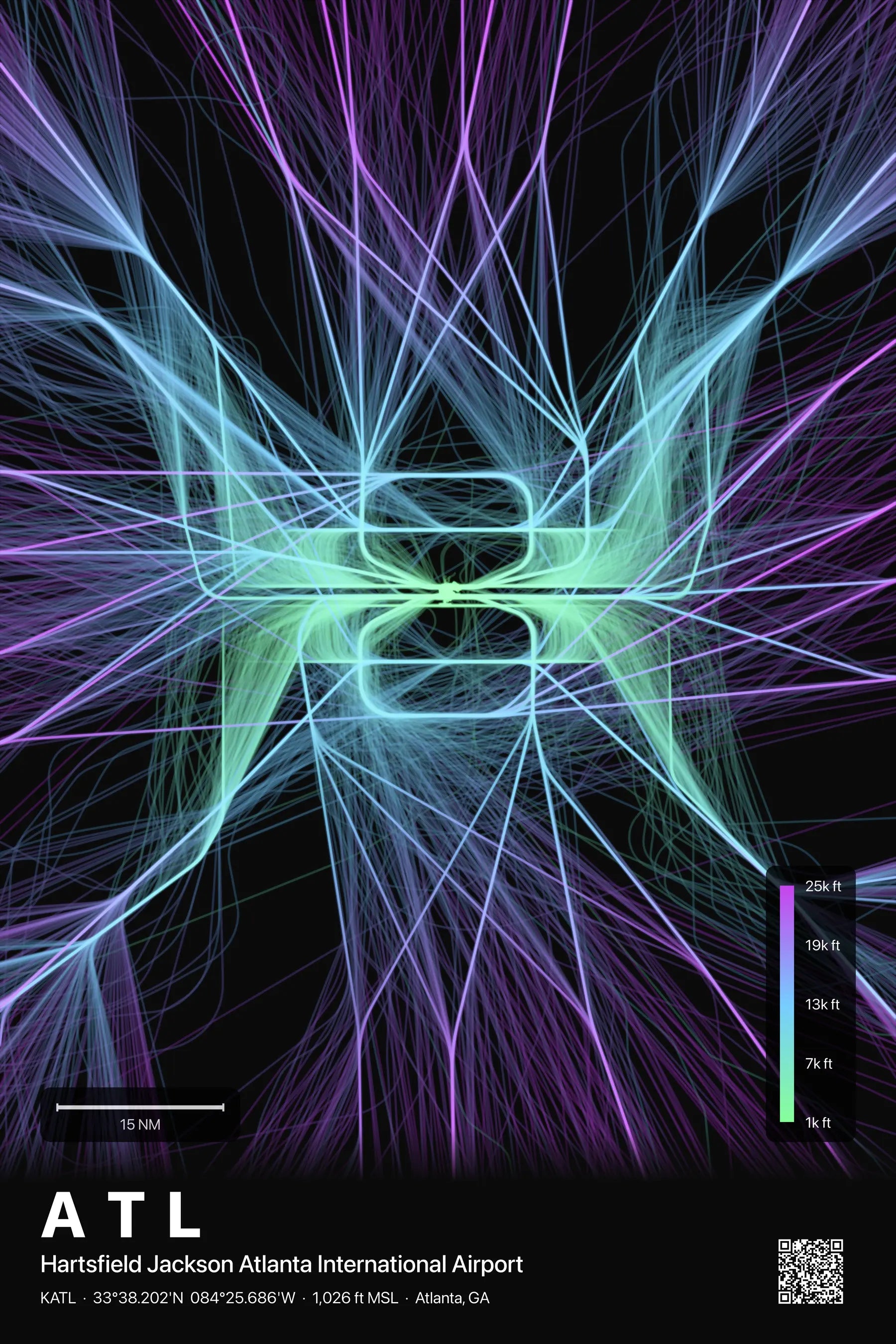 ATL flight path print — Prism theme · Dark