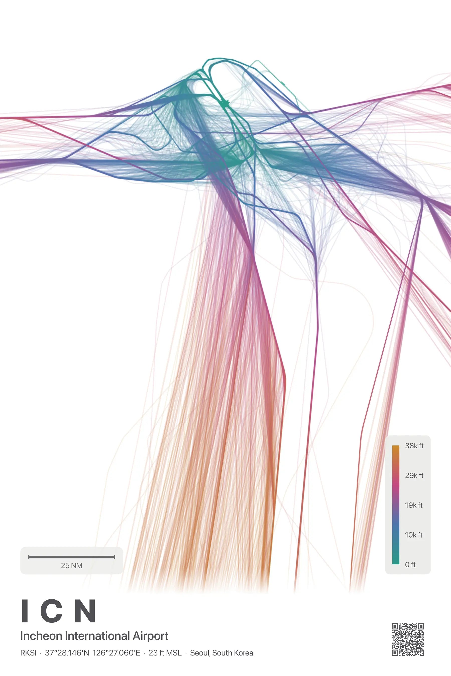 ICN flight path print — Aurora theme · Light