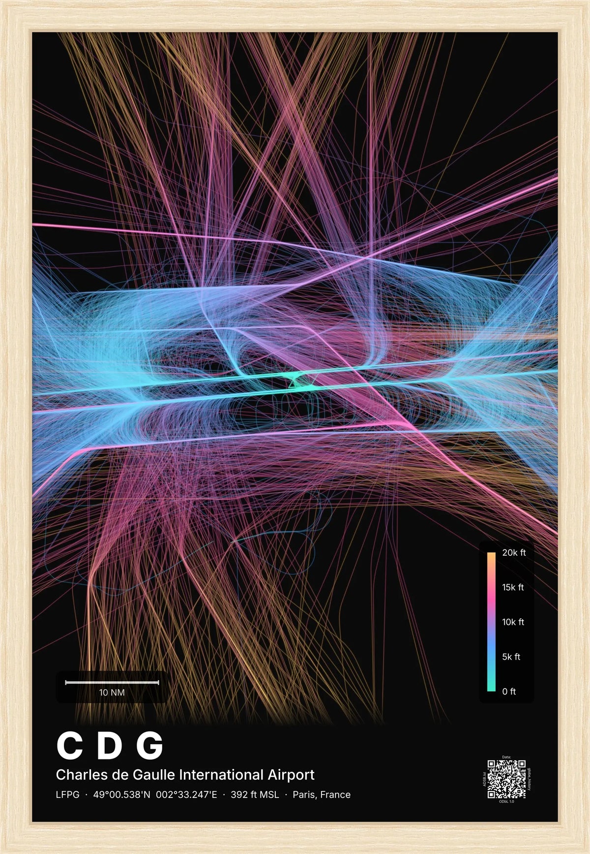 CDG flight path map — Aurora theme · Dark [material:framed_natural]