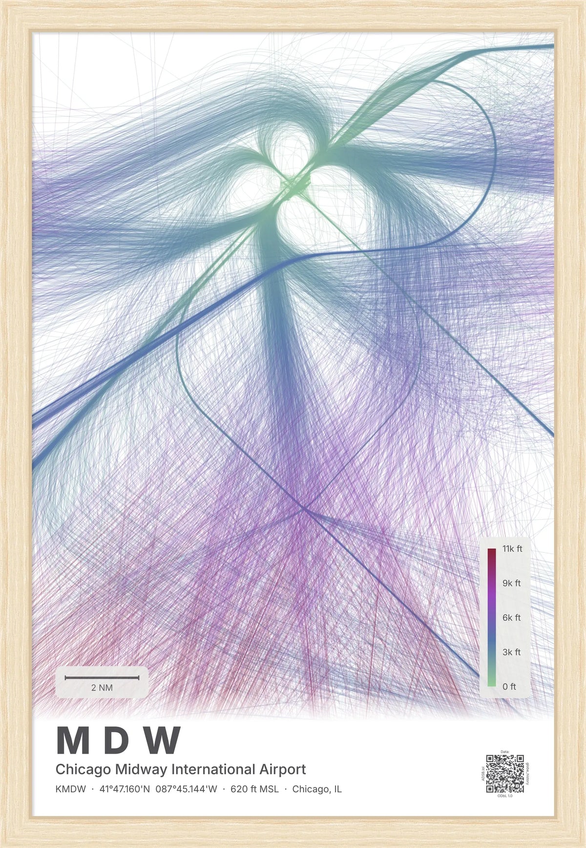 MDW flight path print — Prism theme · Light [material:framed_natural]
