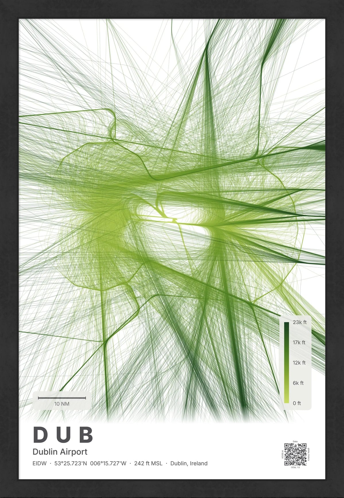 DUB flight path map — Citrus theme · Light [material:framed_black]