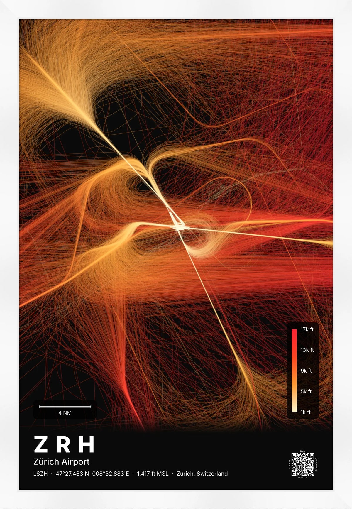 ZRH flight path map — Inferno theme · Dark [material:framed_white]