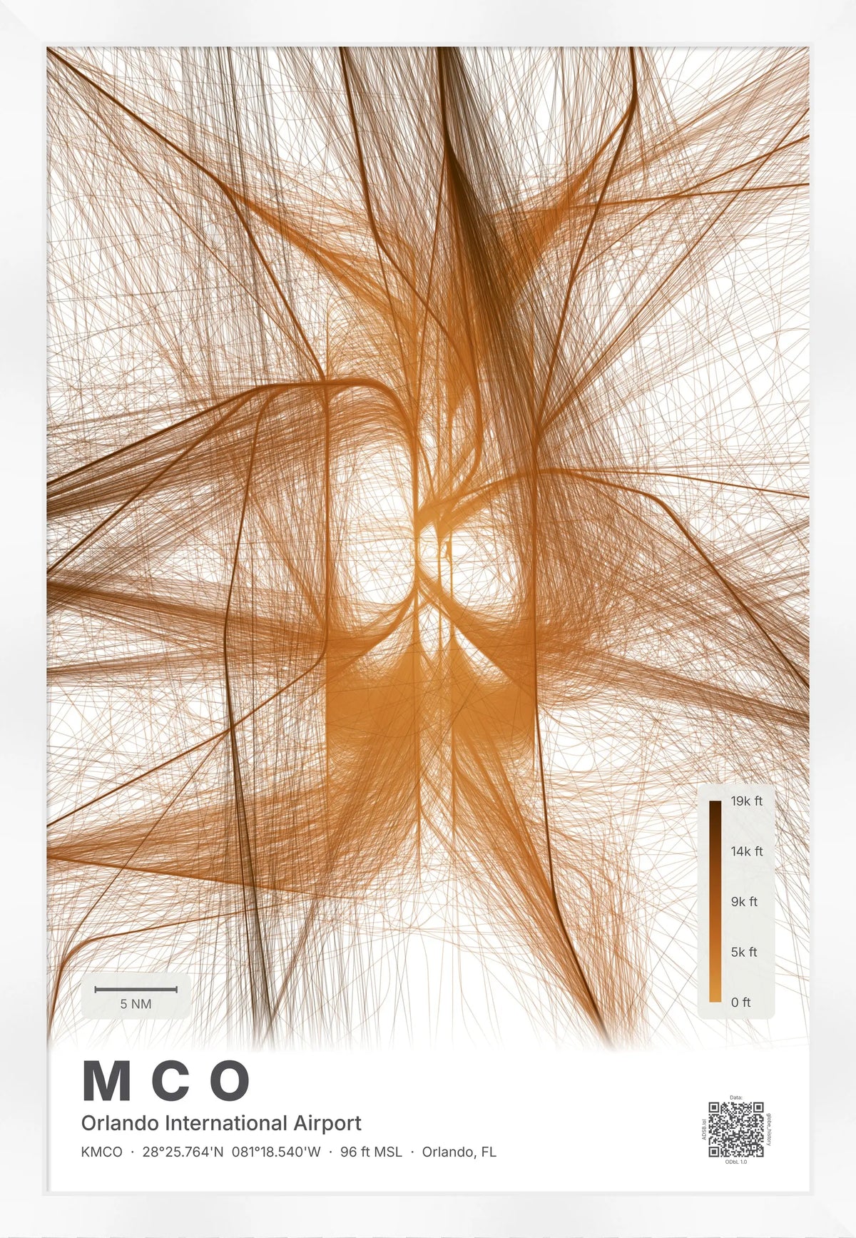 MCO flight path map — Solana theme · Light [material:framed_white]