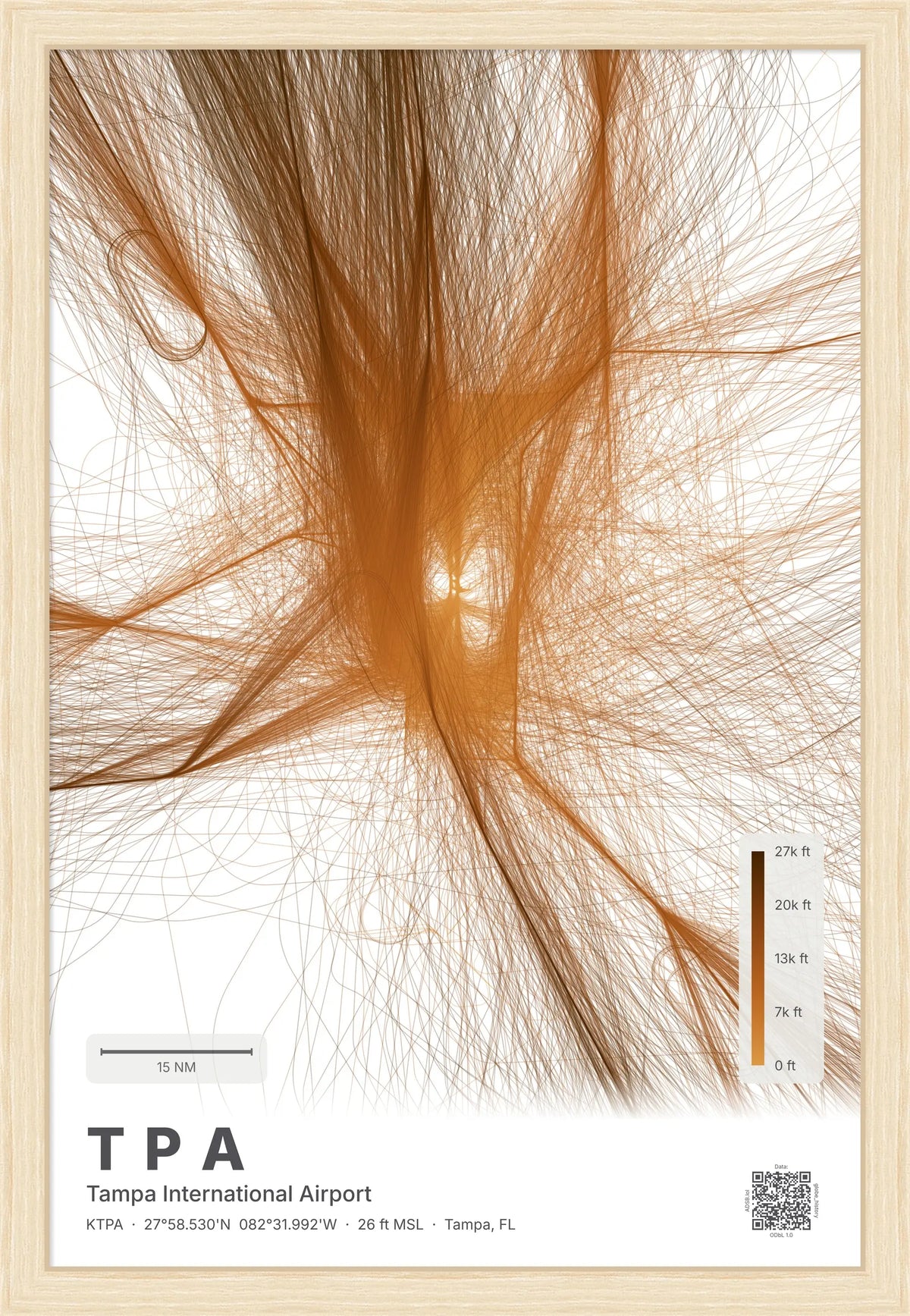 TPA flight path print — Solana theme · Light [material:framed_natural]