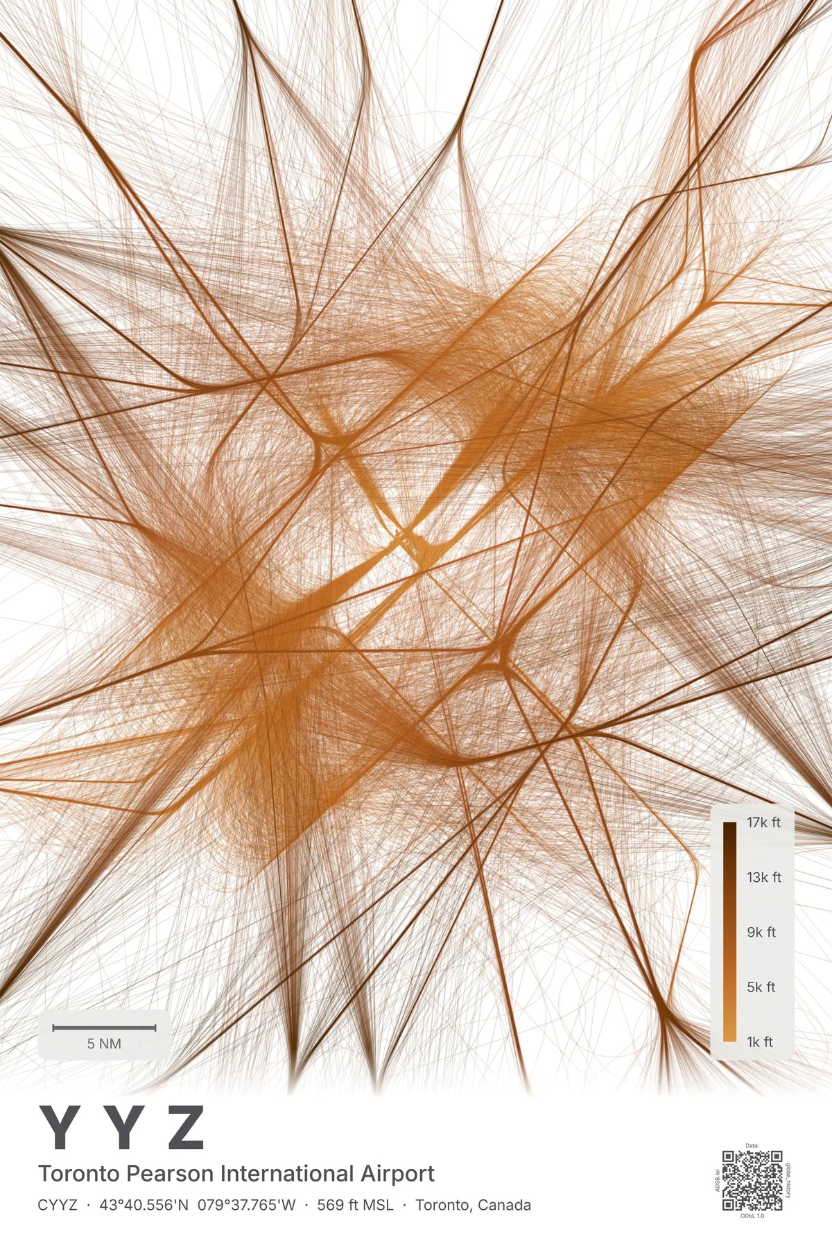 YYZ flight path map — Solana theme · Light