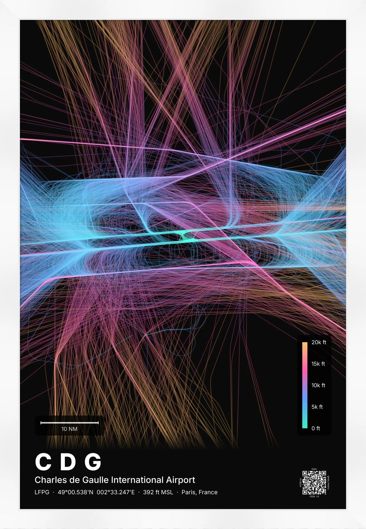 CDG flight path map — Aurora theme · Dark [material:framed_white]