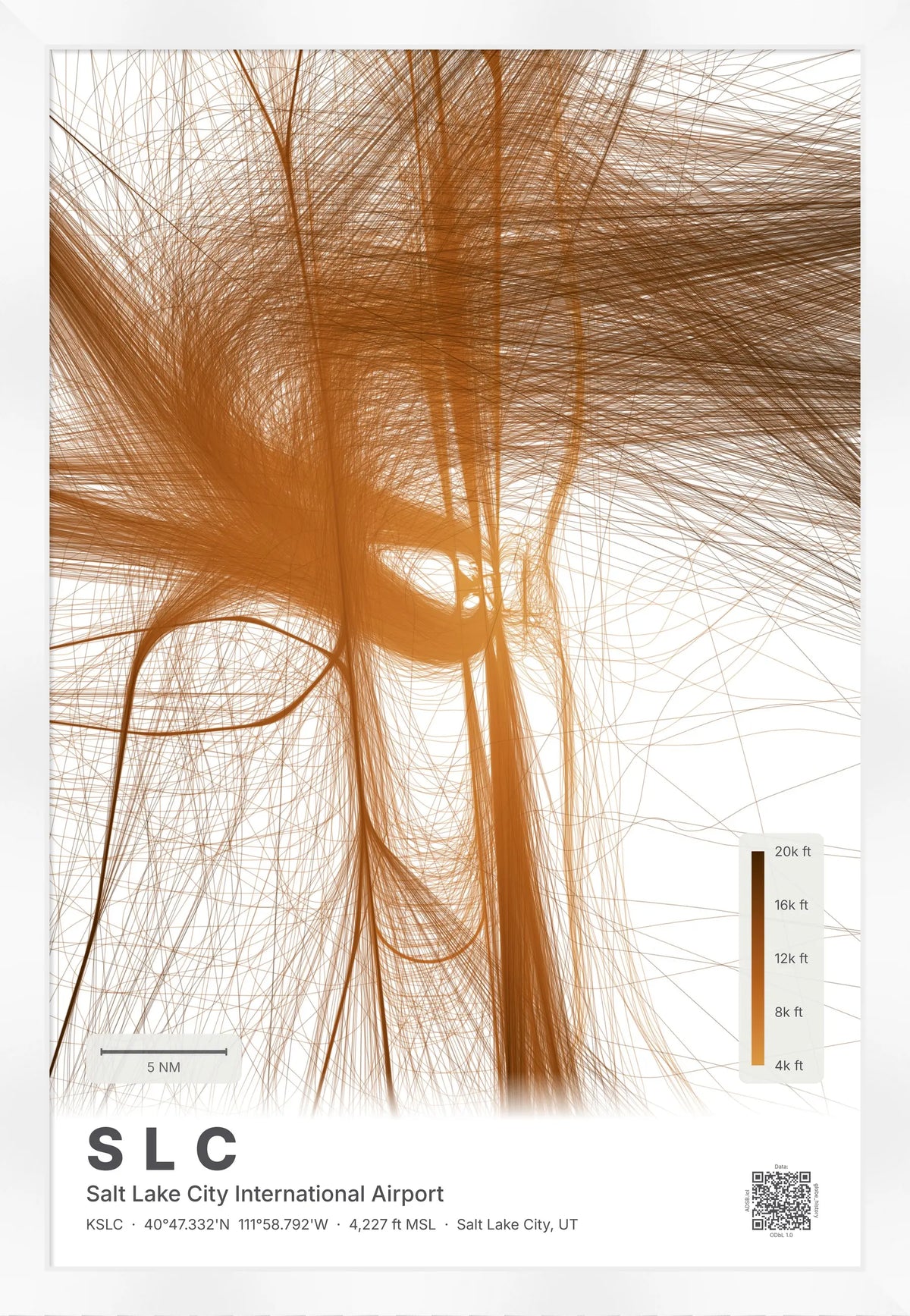 SLC flight path print — Solana theme · Light [material:framed_white]