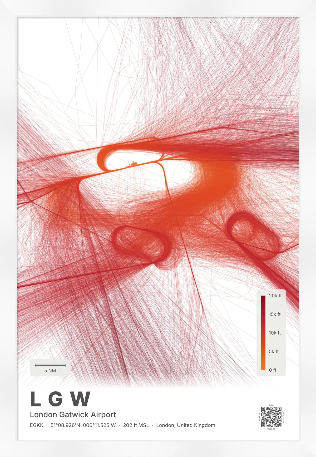 LGW flight path map — Inferno theme · Light [material:framed_white]