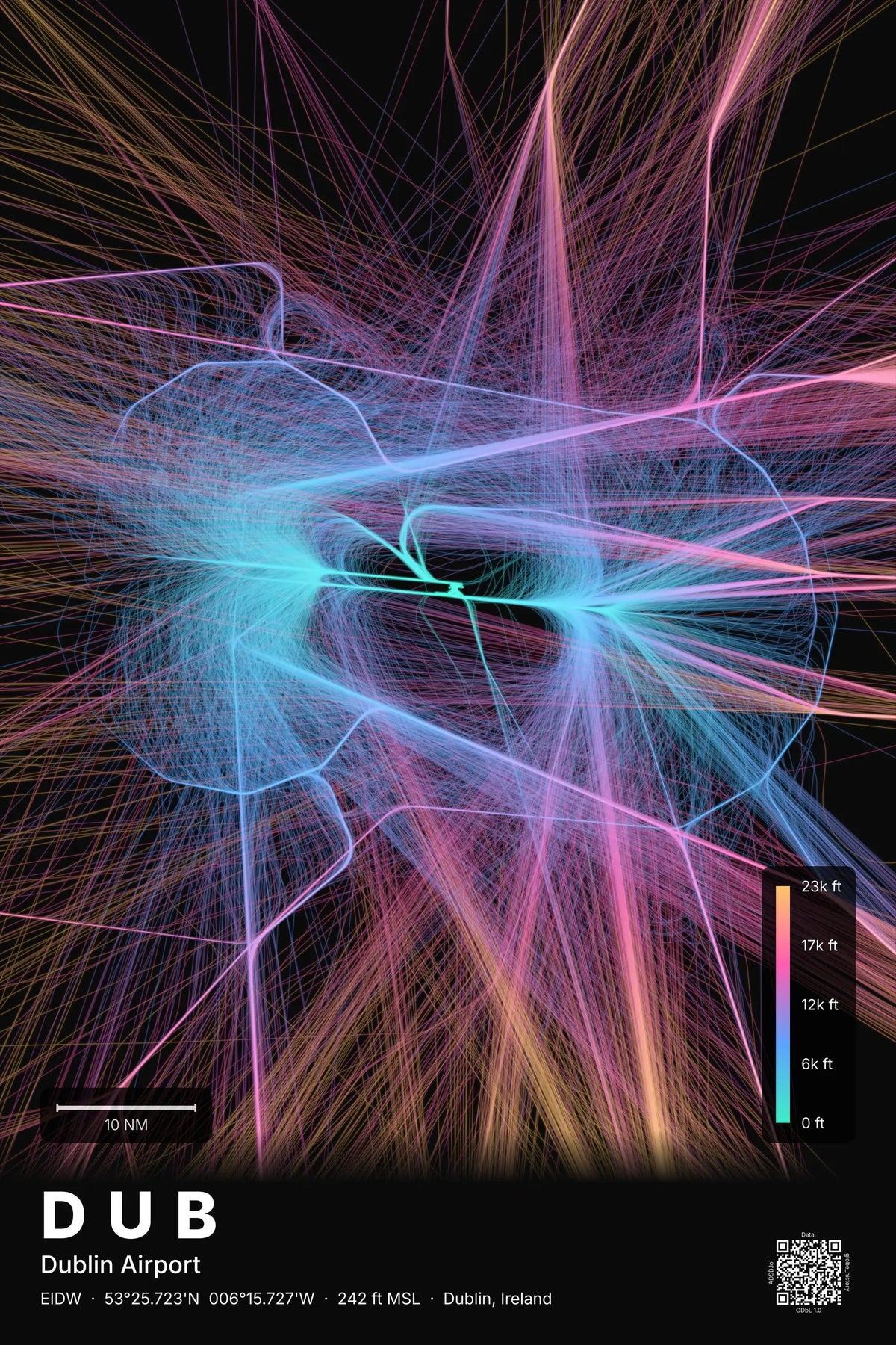 DUB flight path map — Aurora theme · Dark