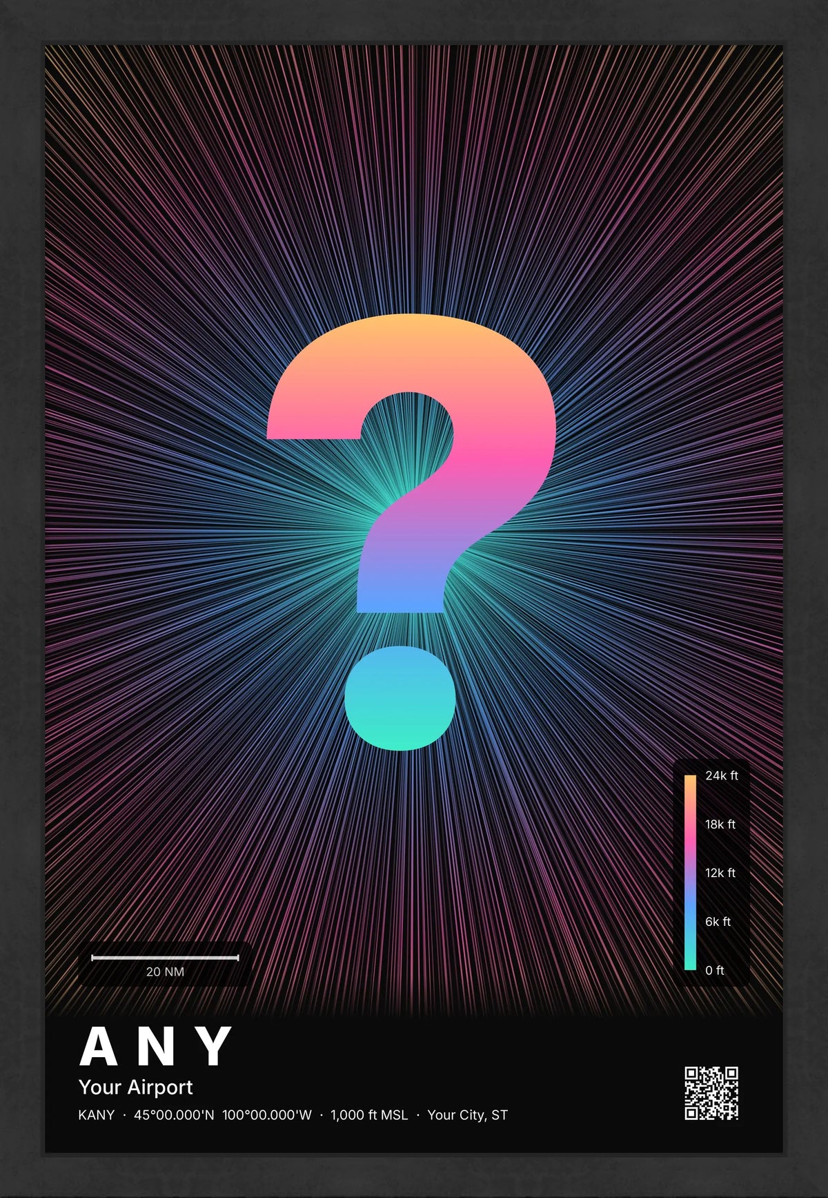 Custom airport print — Aurora theme · Dark [material:framed_black]
