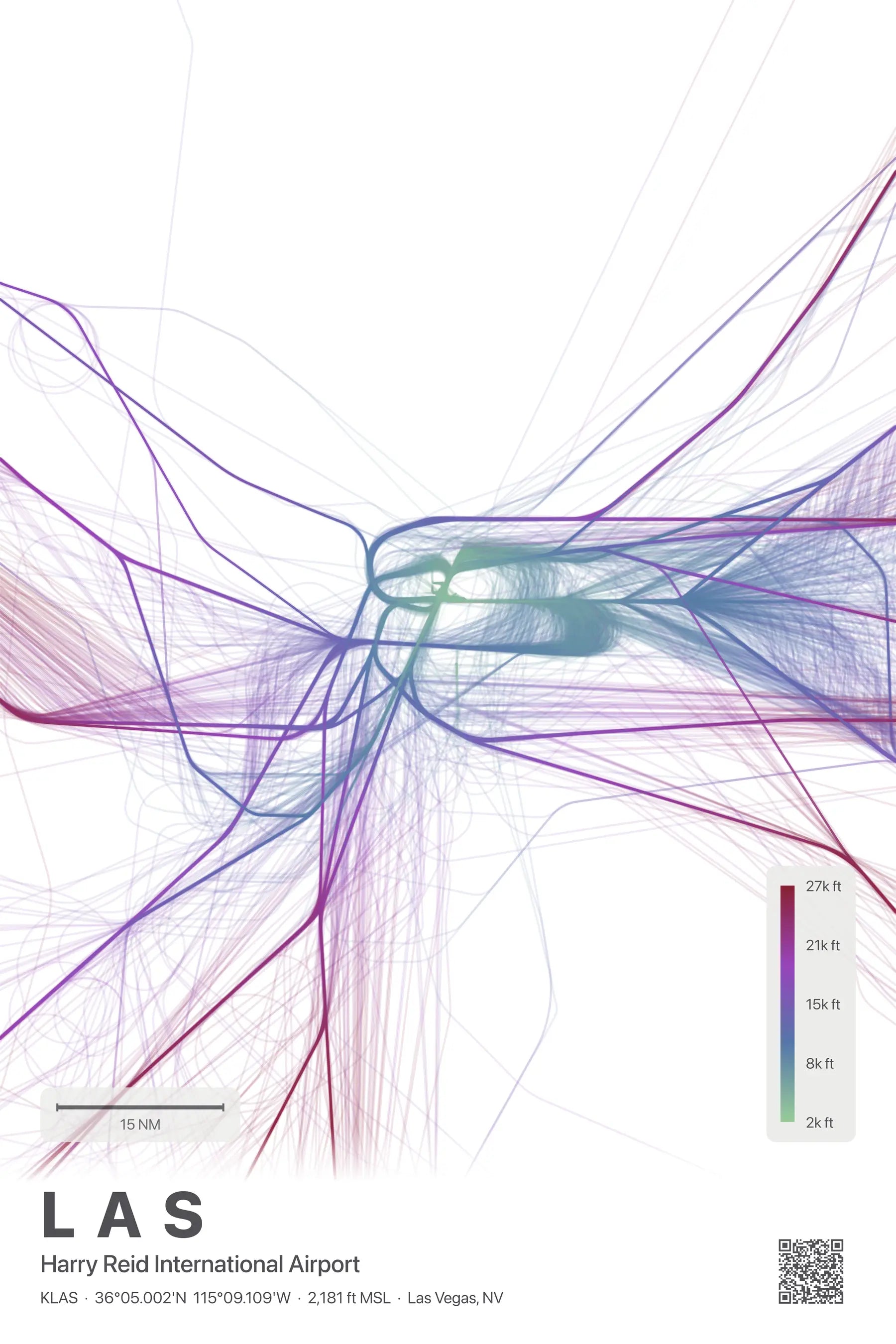 LAS flight path print — Prism theme · Light