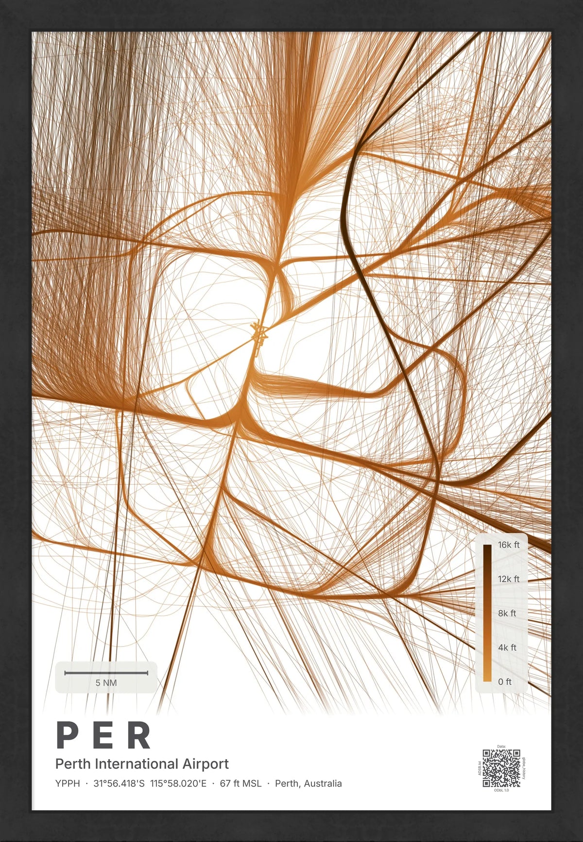 PER flight path map — Solana theme · Light [material:framed_black]