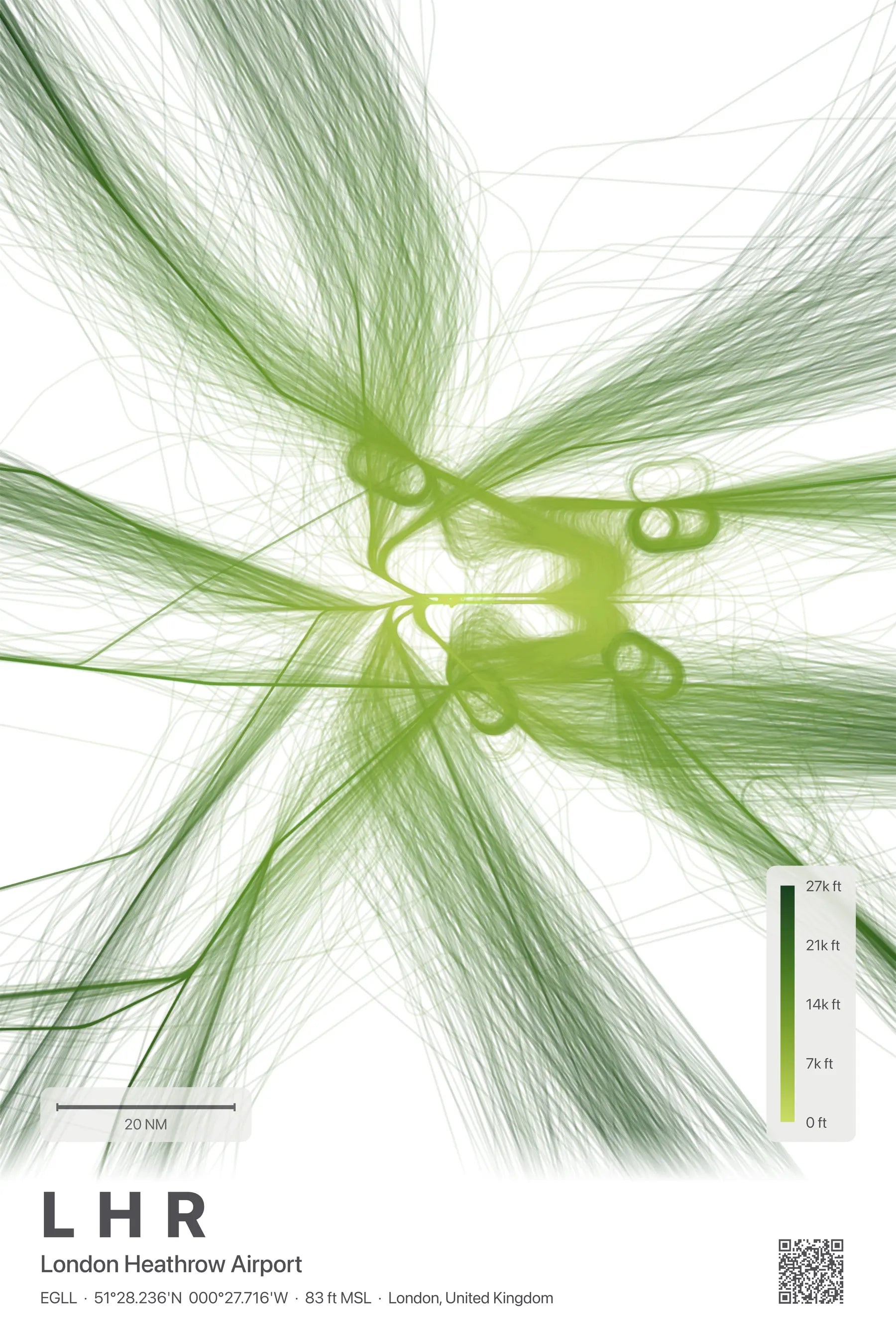 LHR flight path print — Citrus theme · Light