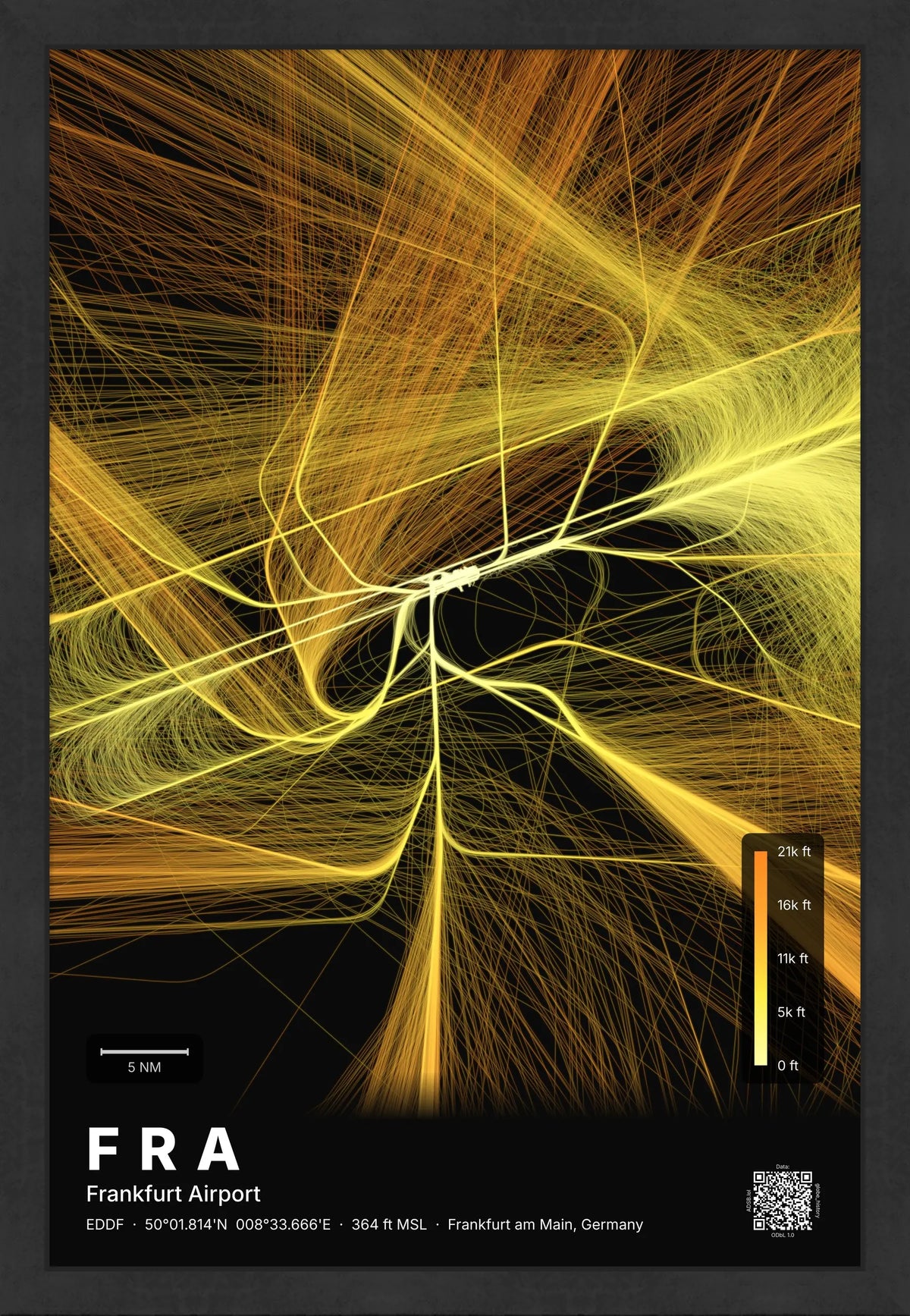 FRA flight path map — Solana theme · Dark [material:framed_black]