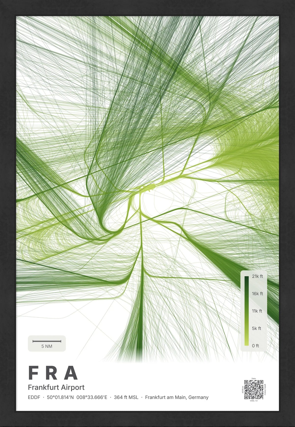 FRA flight path map — Citrus theme · Light [material:framed_black]