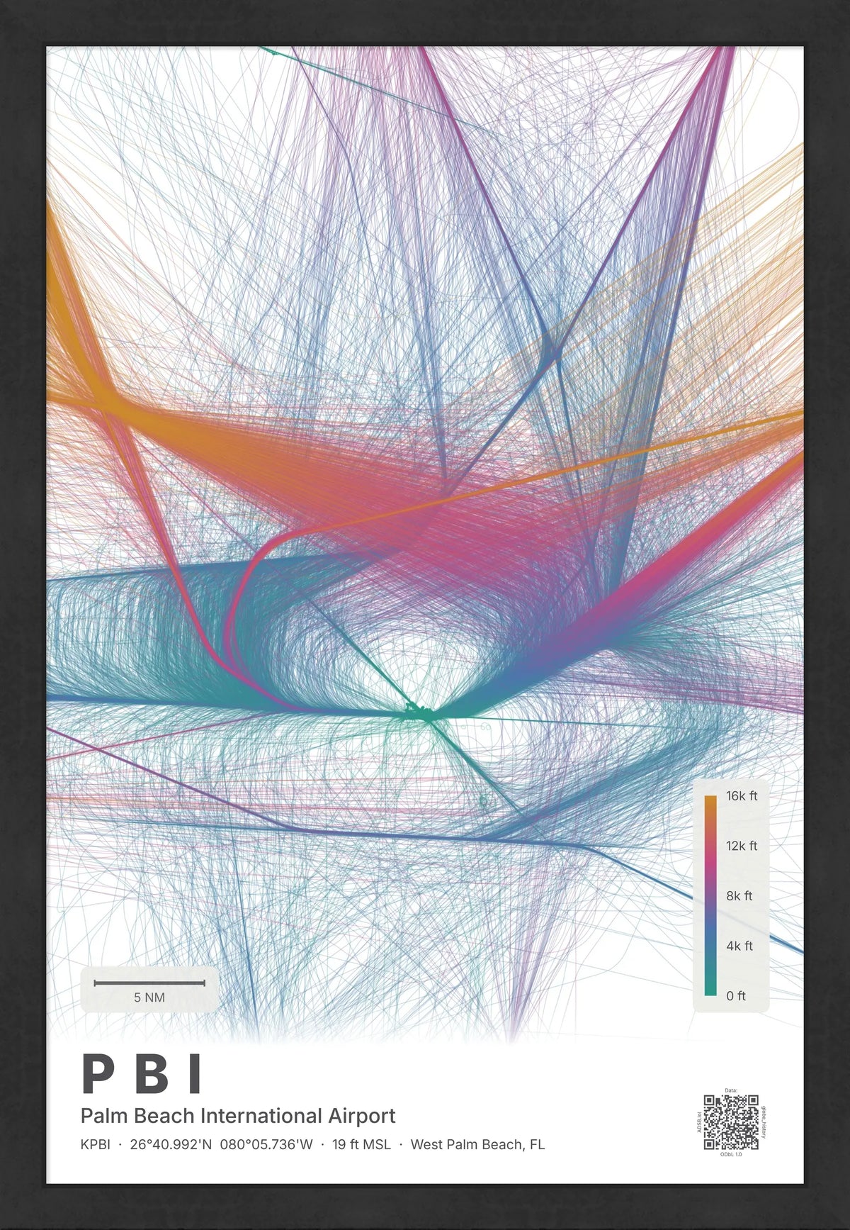 PBI flight path print — Aurora theme · Light [material:framed_black]