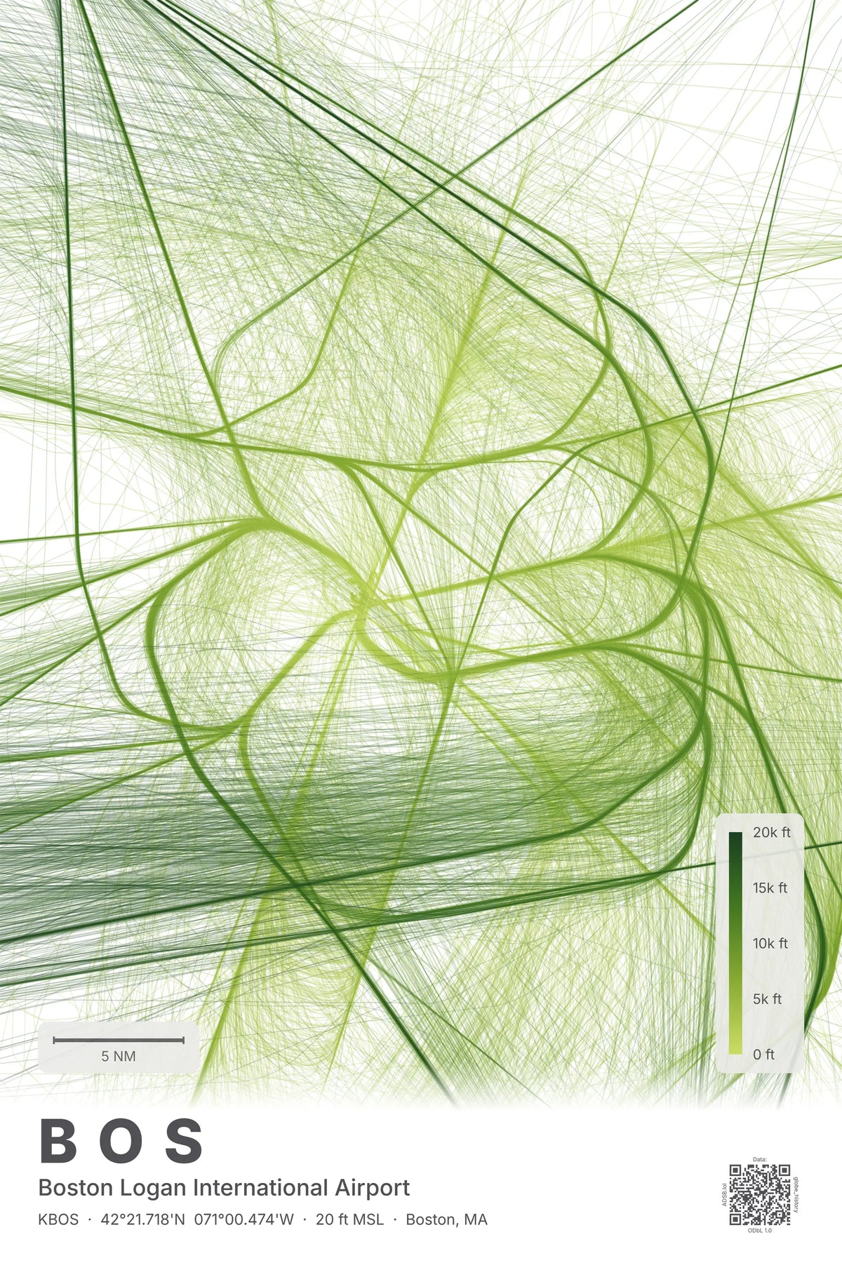 BOS flight path print — Citrus theme · Light