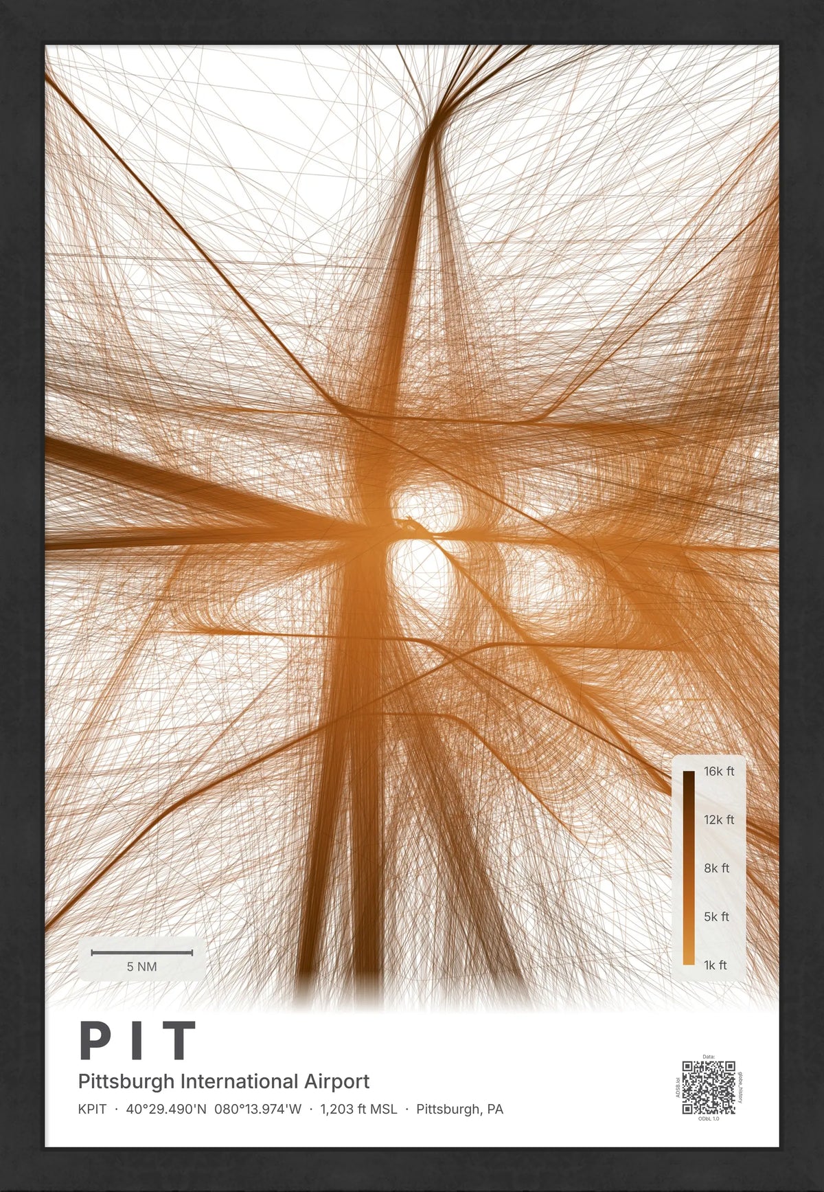 PIT flight path print — Solana theme · Light [material:framed_black]