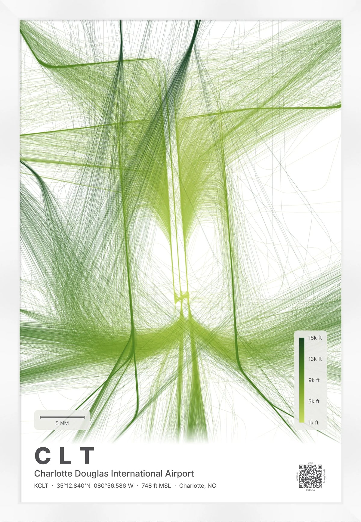 CLT flight path map — Citrus theme · Light [material:framed_white]