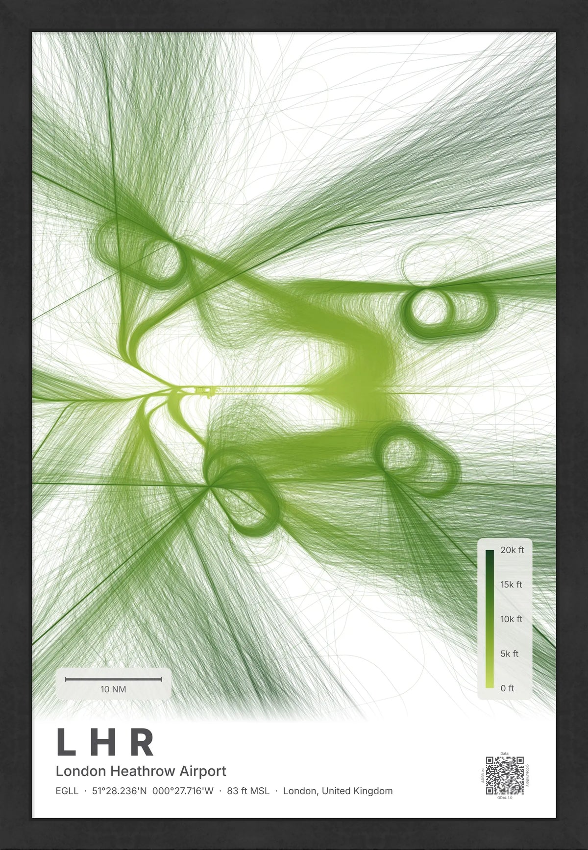 LHR flight path map — Citrus theme · Light [material:framed_black]