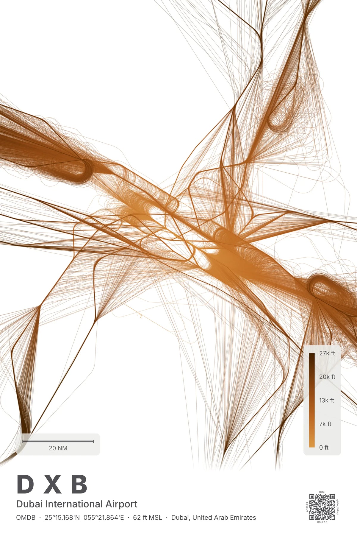 DXB flight path print — Solana theme · Light