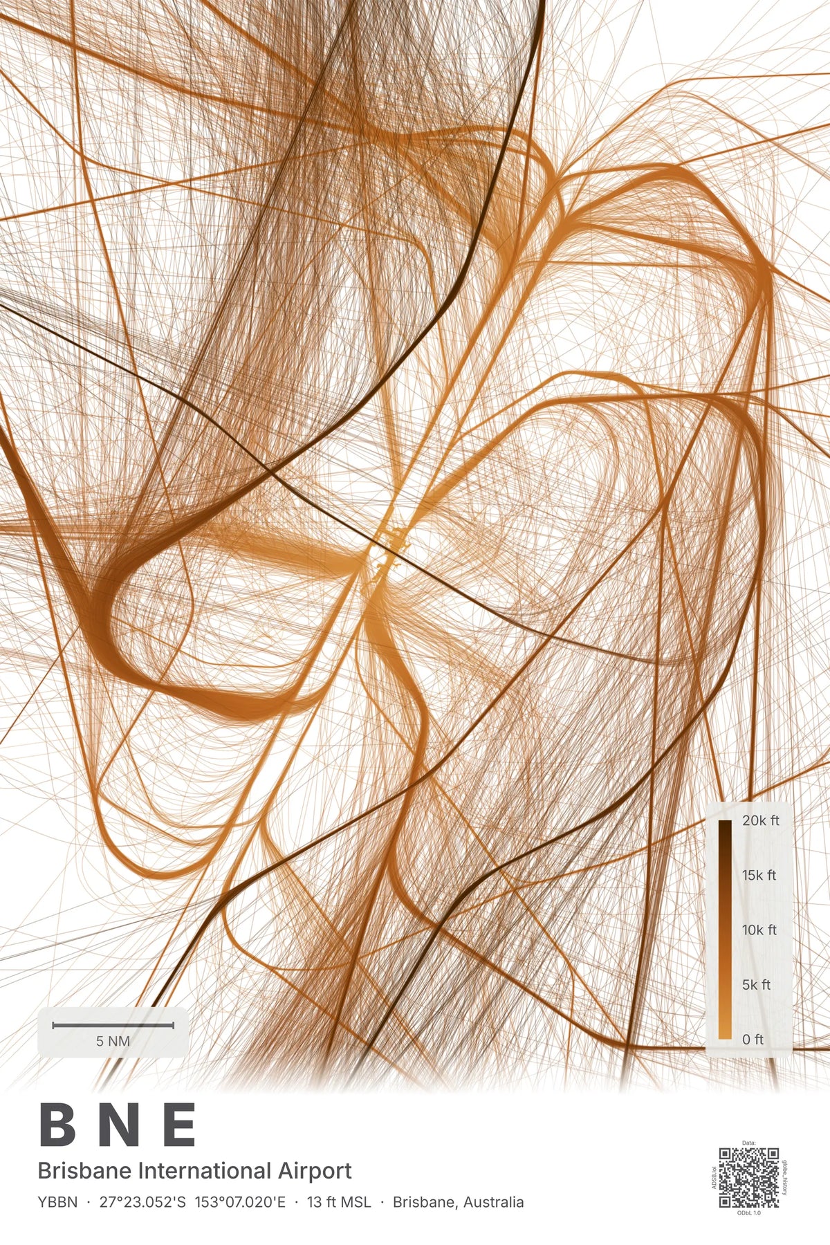 BNE flight path map — Solana theme · Light