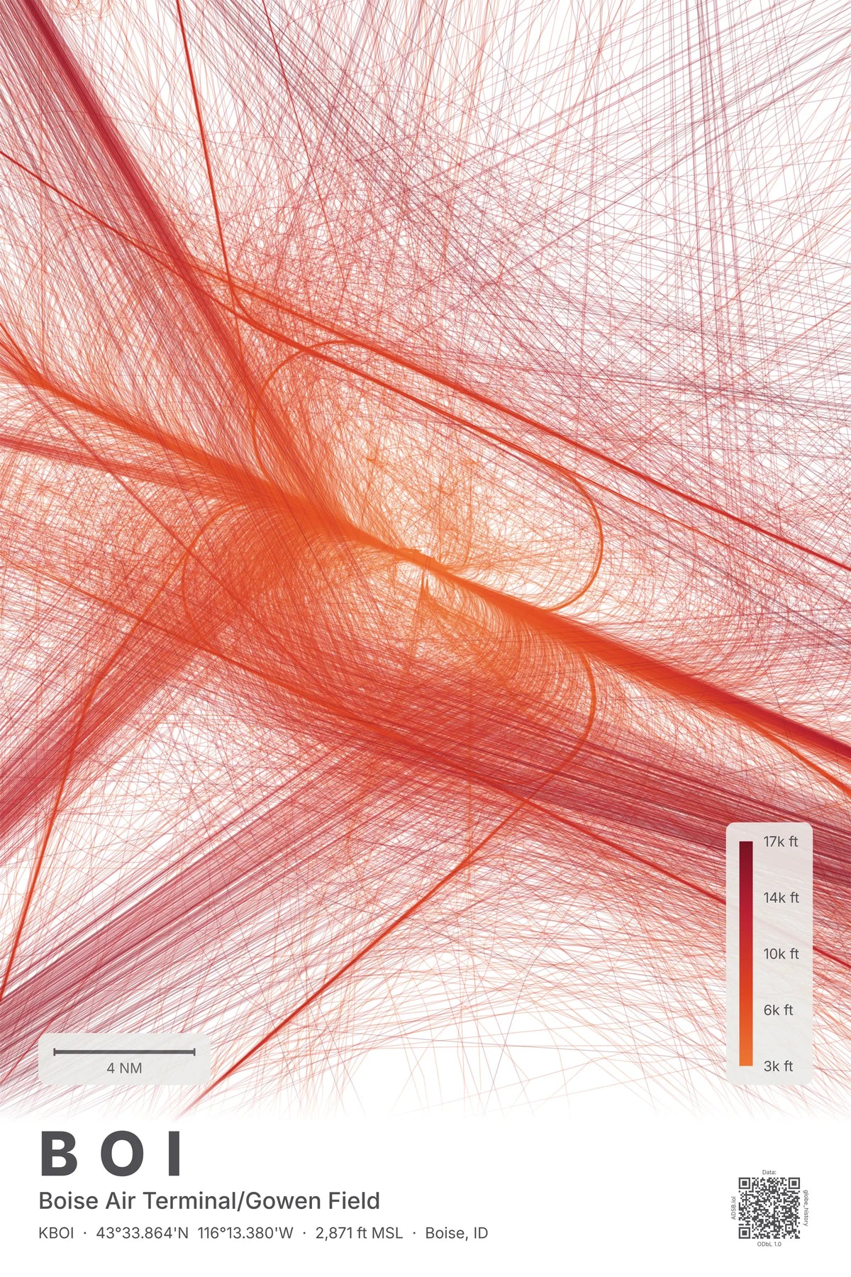 BOI flight path print — Inferno theme · Light