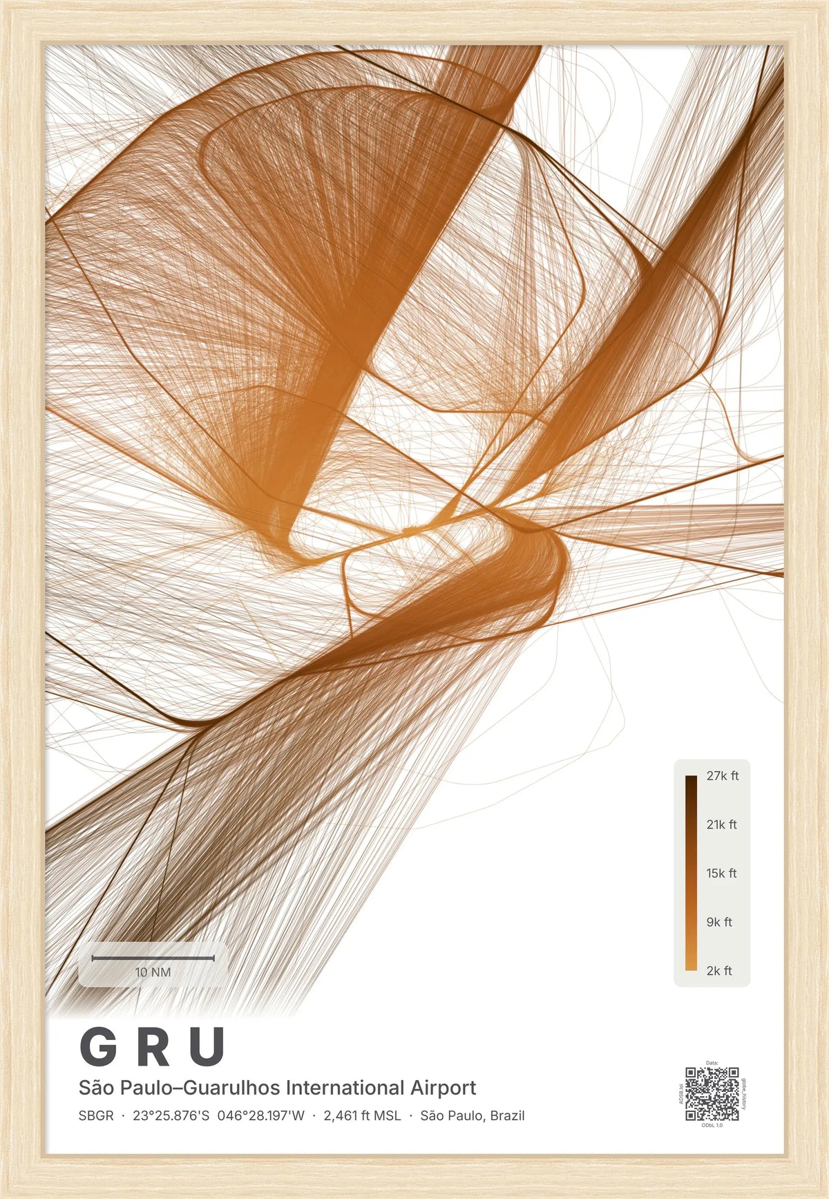 GRU flight path map — Solana theme · Light [material:framed_natural]