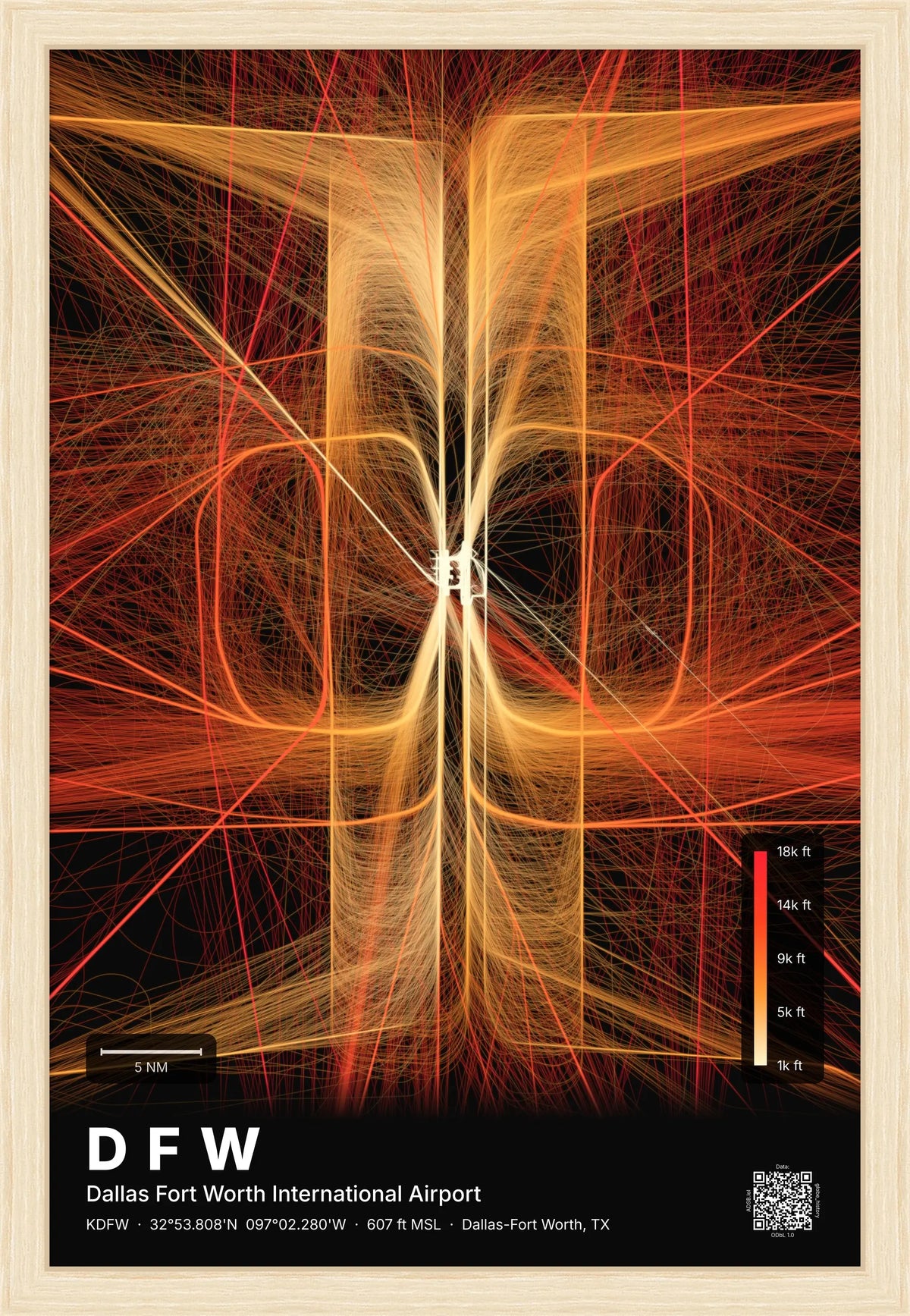 DFW flight path map — Inferno theme · Dark [material:framed_natural]