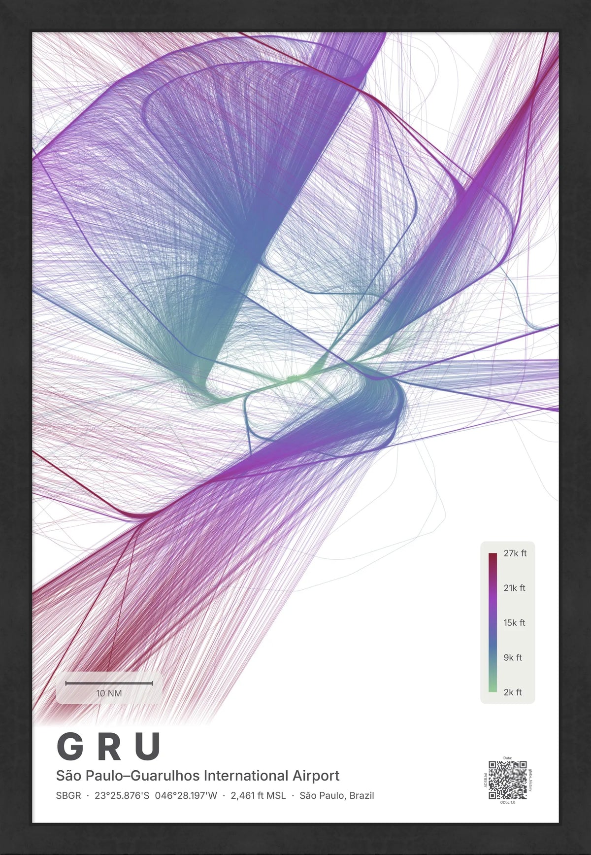GRU flight path map — Prism theme · Light [material:framed_black]
