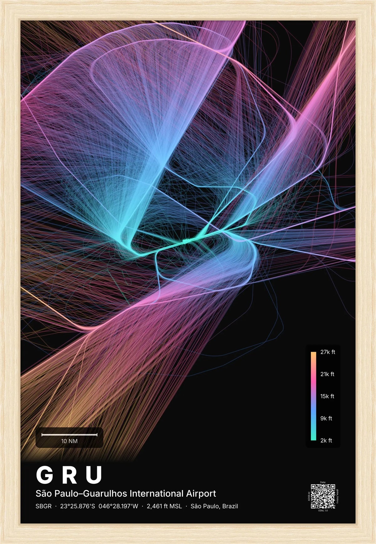 GRU flight path map — Aurora theme · Dark [material:framed_natural]