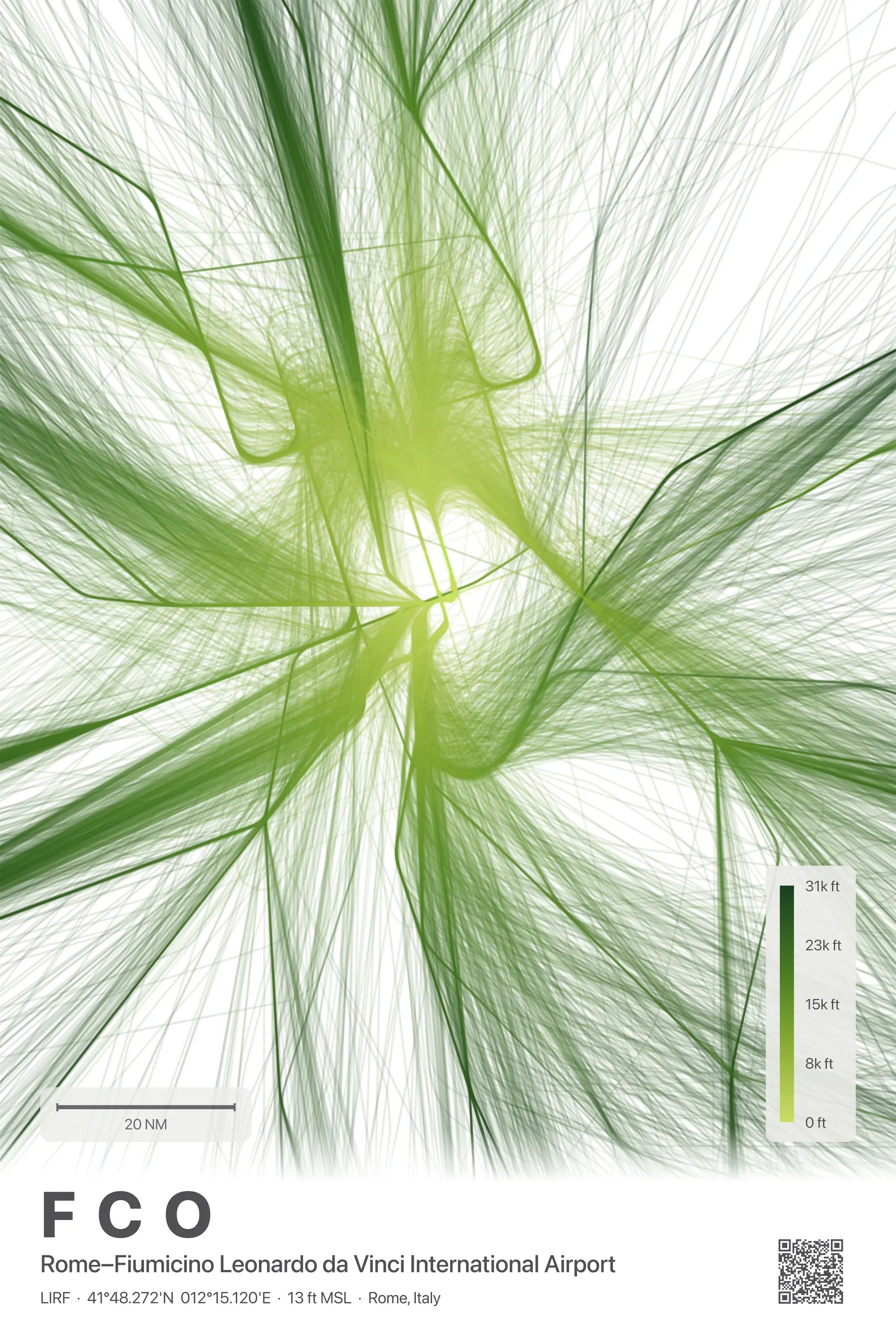 FCO flight path print — Citrus theme · Light