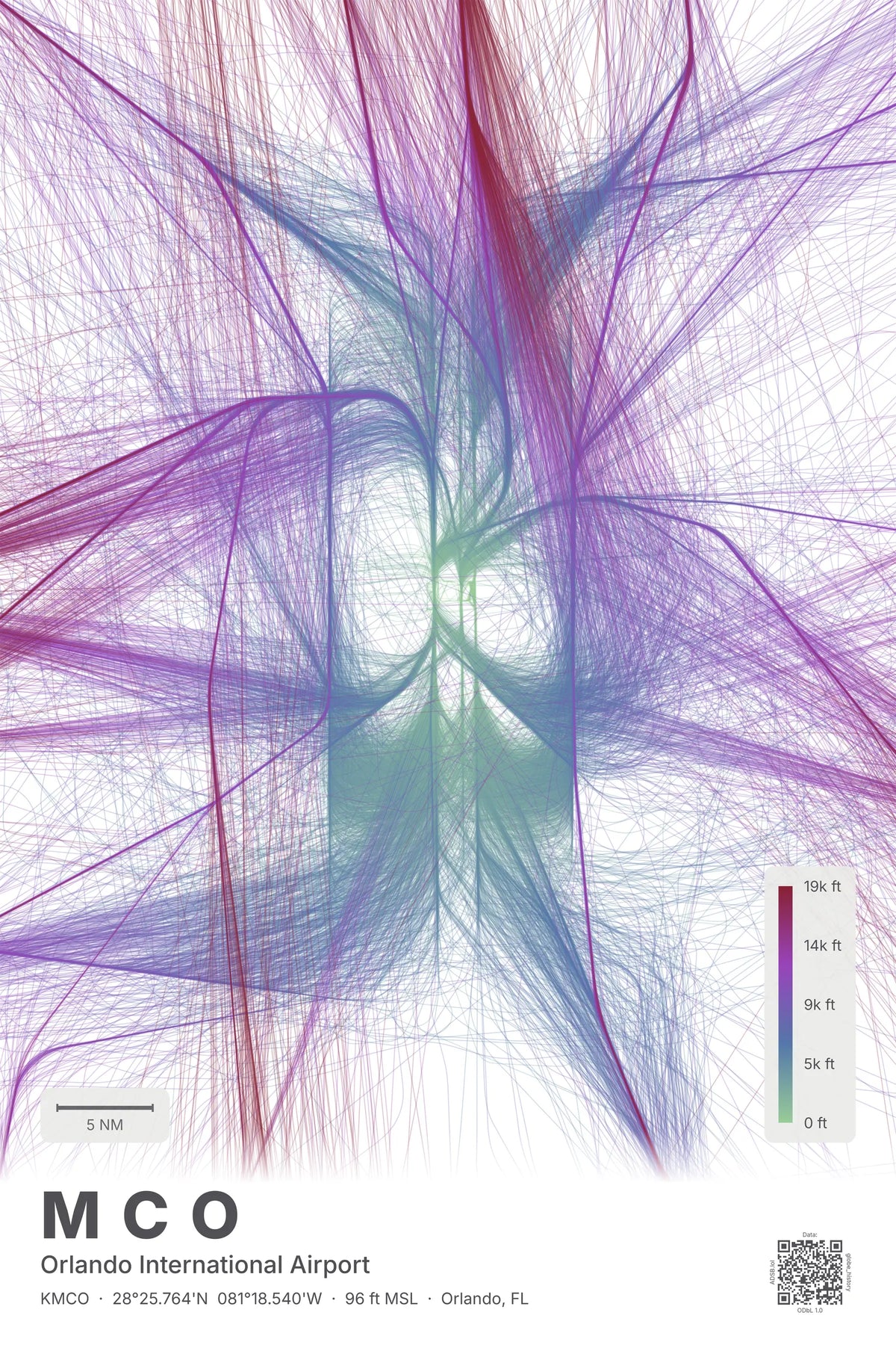 MCO flight path map — Prism theme · Light