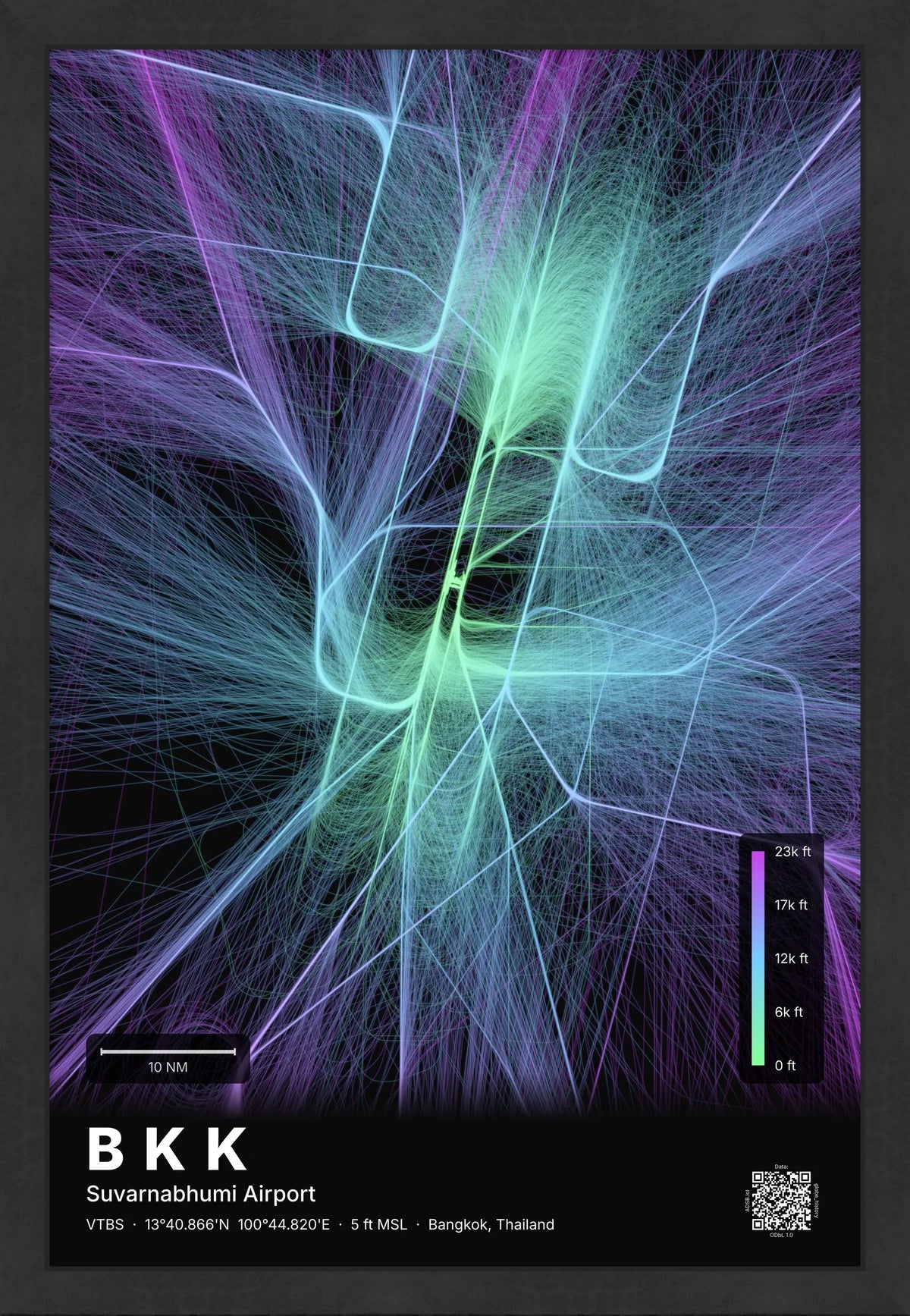 BKK flight path map — Prism theme · Dark [material:framed_black]