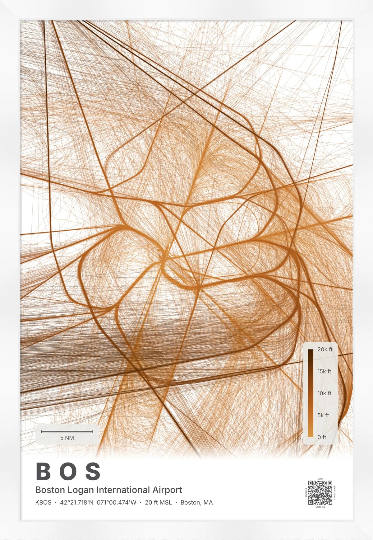 BOS flight path print — Solana theme · Light [material:framed_white]