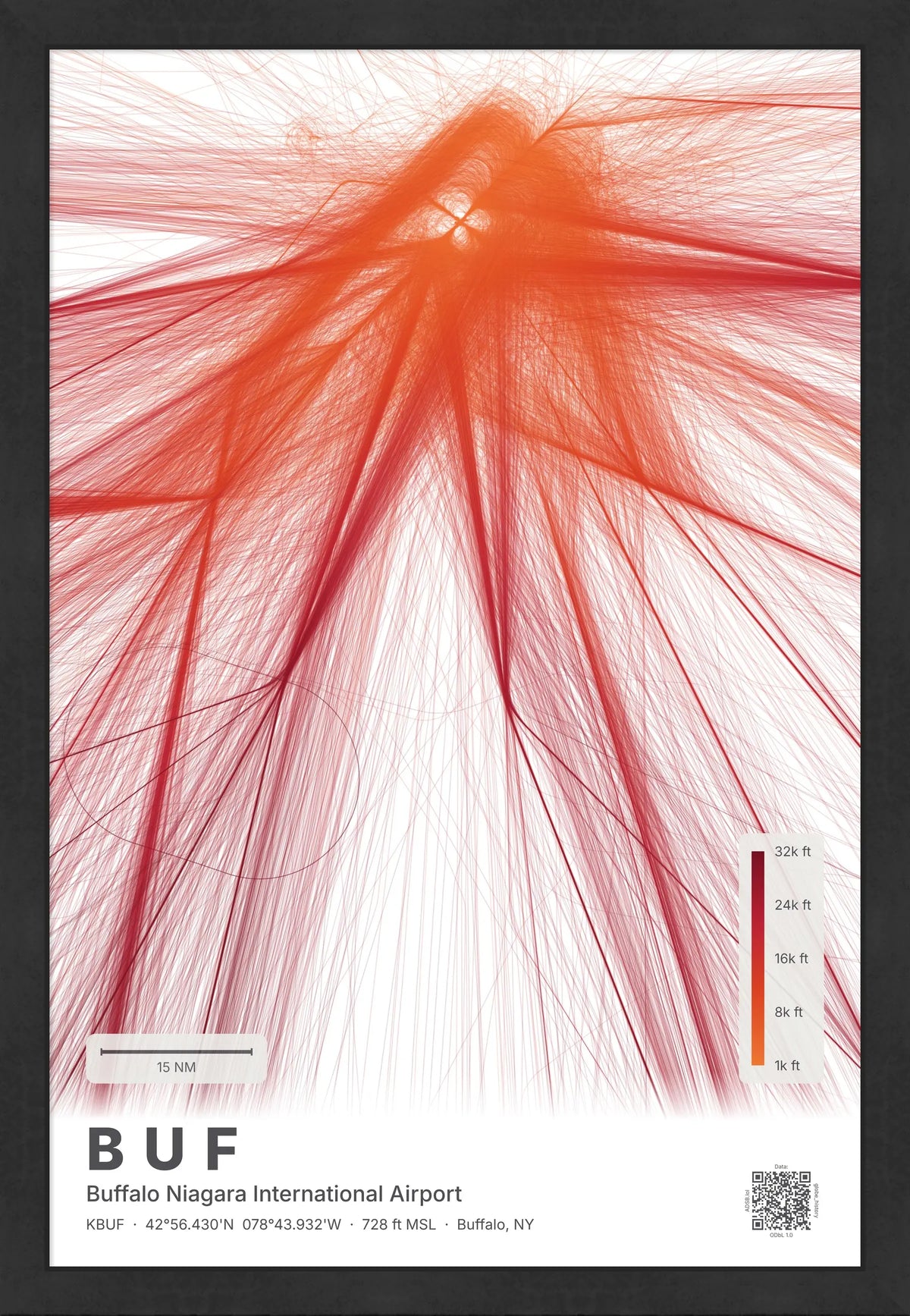 BUF flight path print — Inferno theme · Light [material:framed_black]