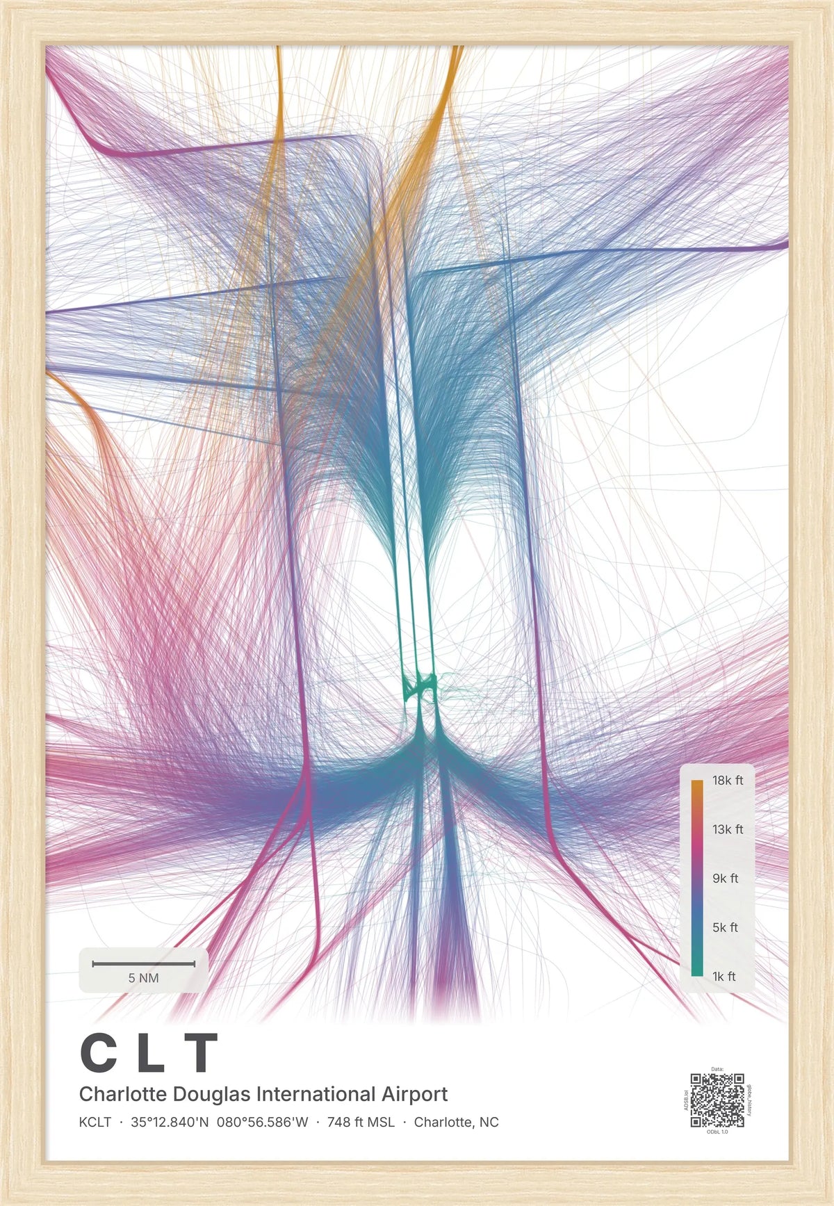 CLT flight path map — Aurora theme · Light [material:framed_natural]