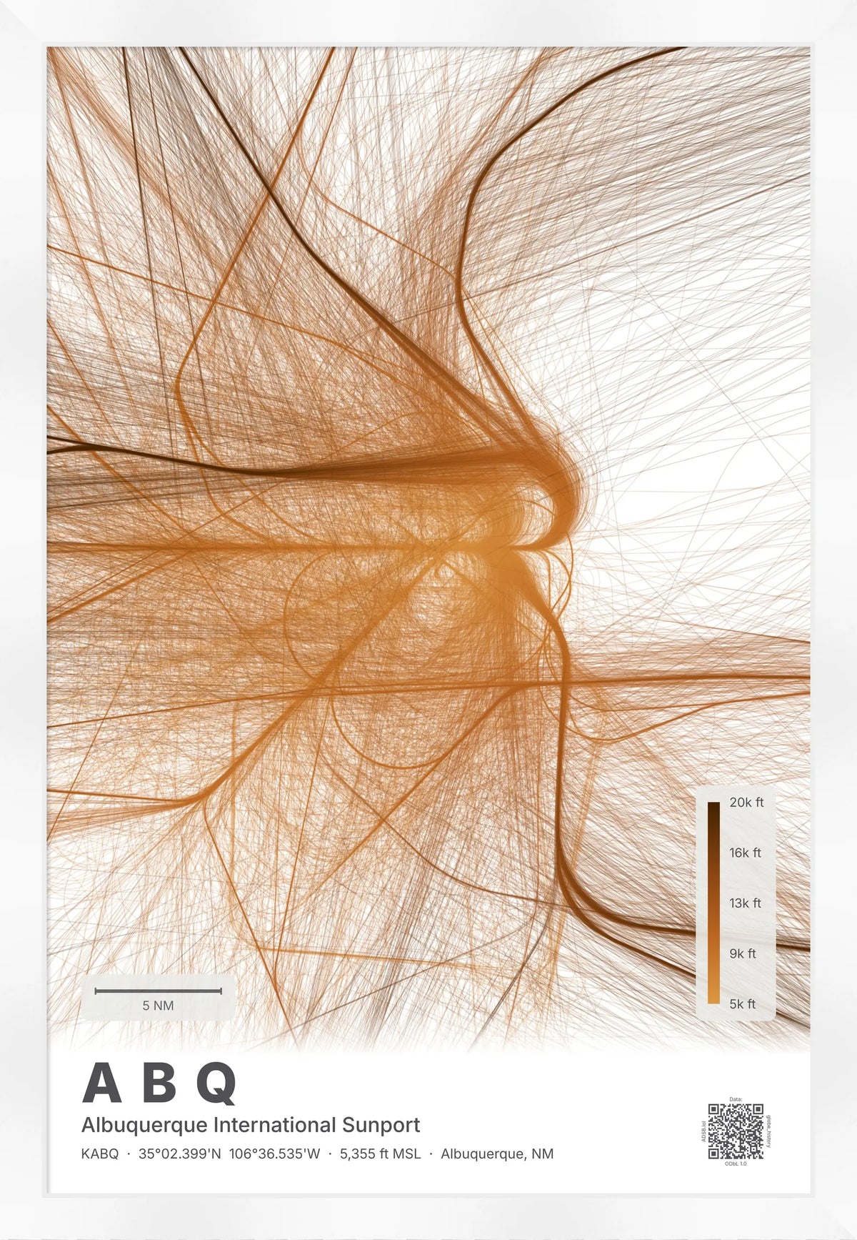 ABQ flight path map — Solana theme · Light [material:framed_white]