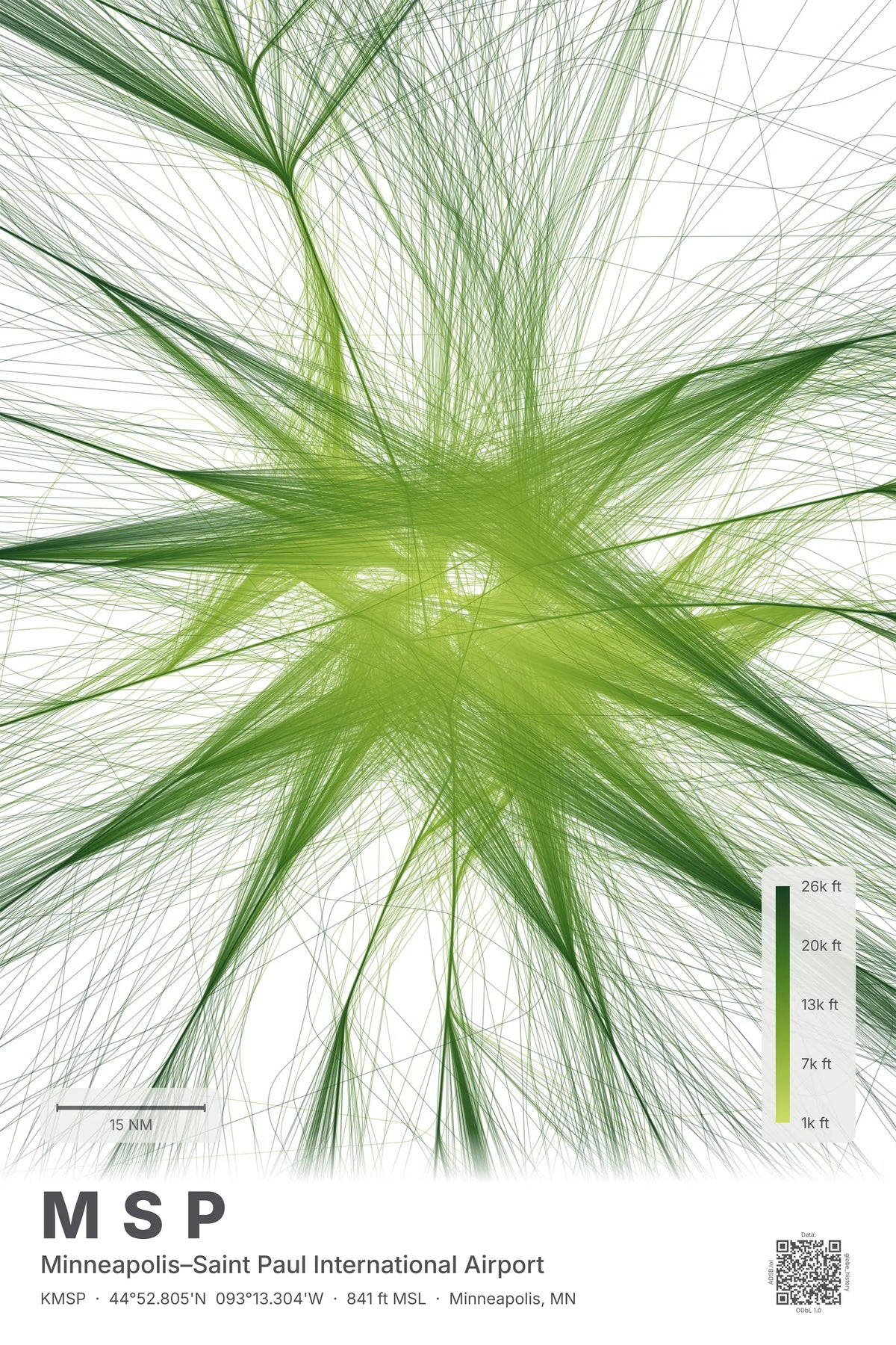 MSP flight path print — Citrus theme · Light